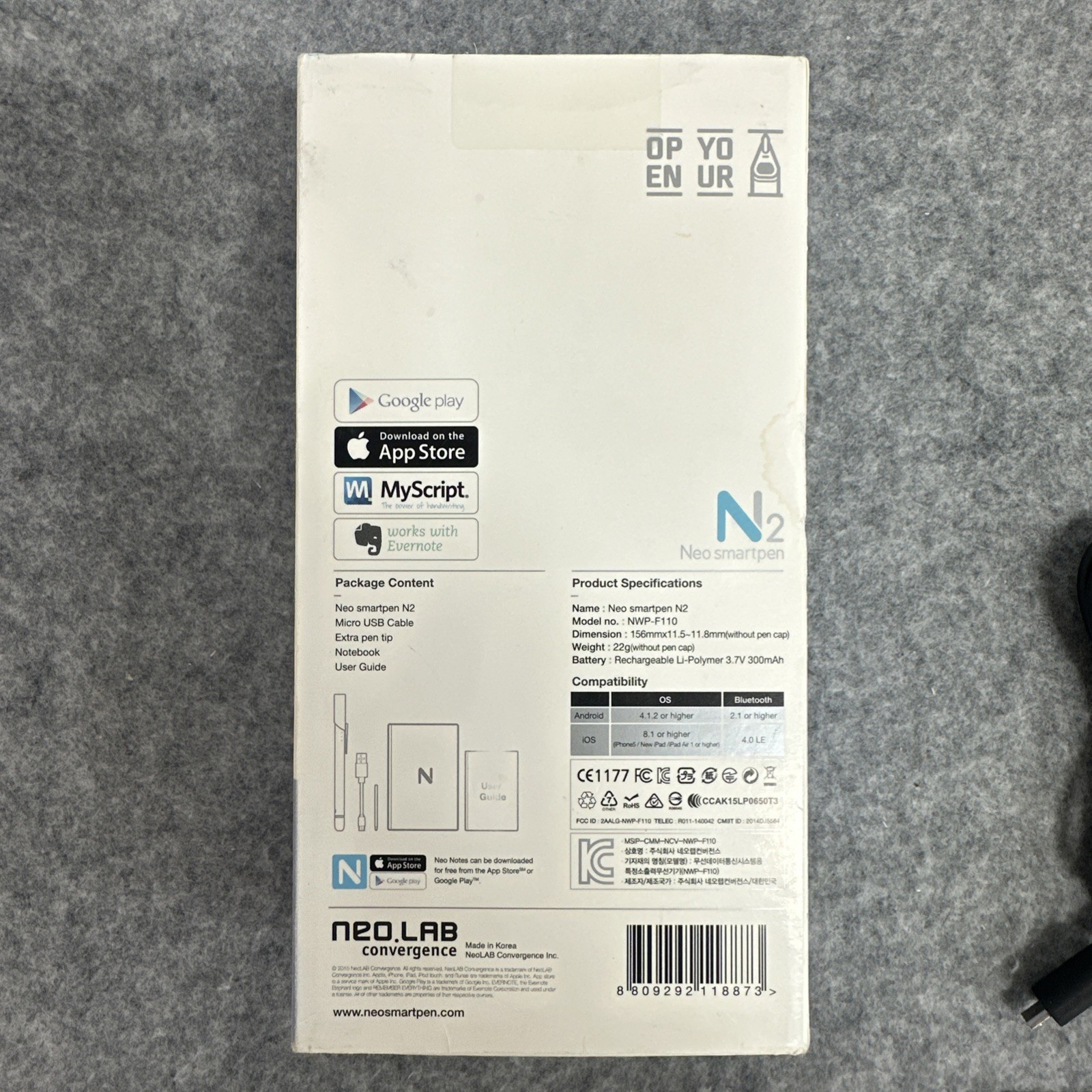 NEO SMARTPEN N2 Bluetooth Digital Pen Compatible with iOS Android - Titan Black