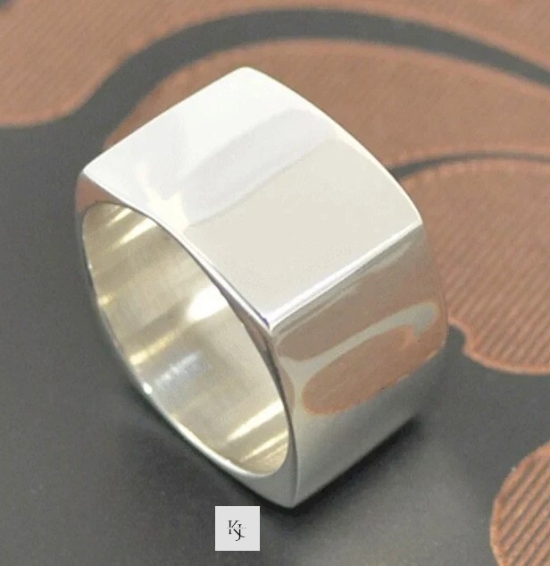 Mens Square Signet Geometric Ring 925 Sterling Silver Statement Band Ring All Sz