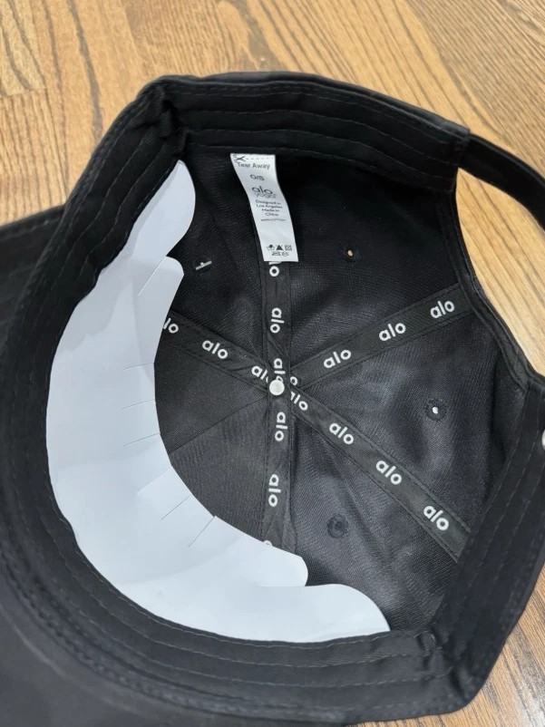 Аӏо Yoga Black Adjustable Baseball Cap White Embroidered Logo NWT