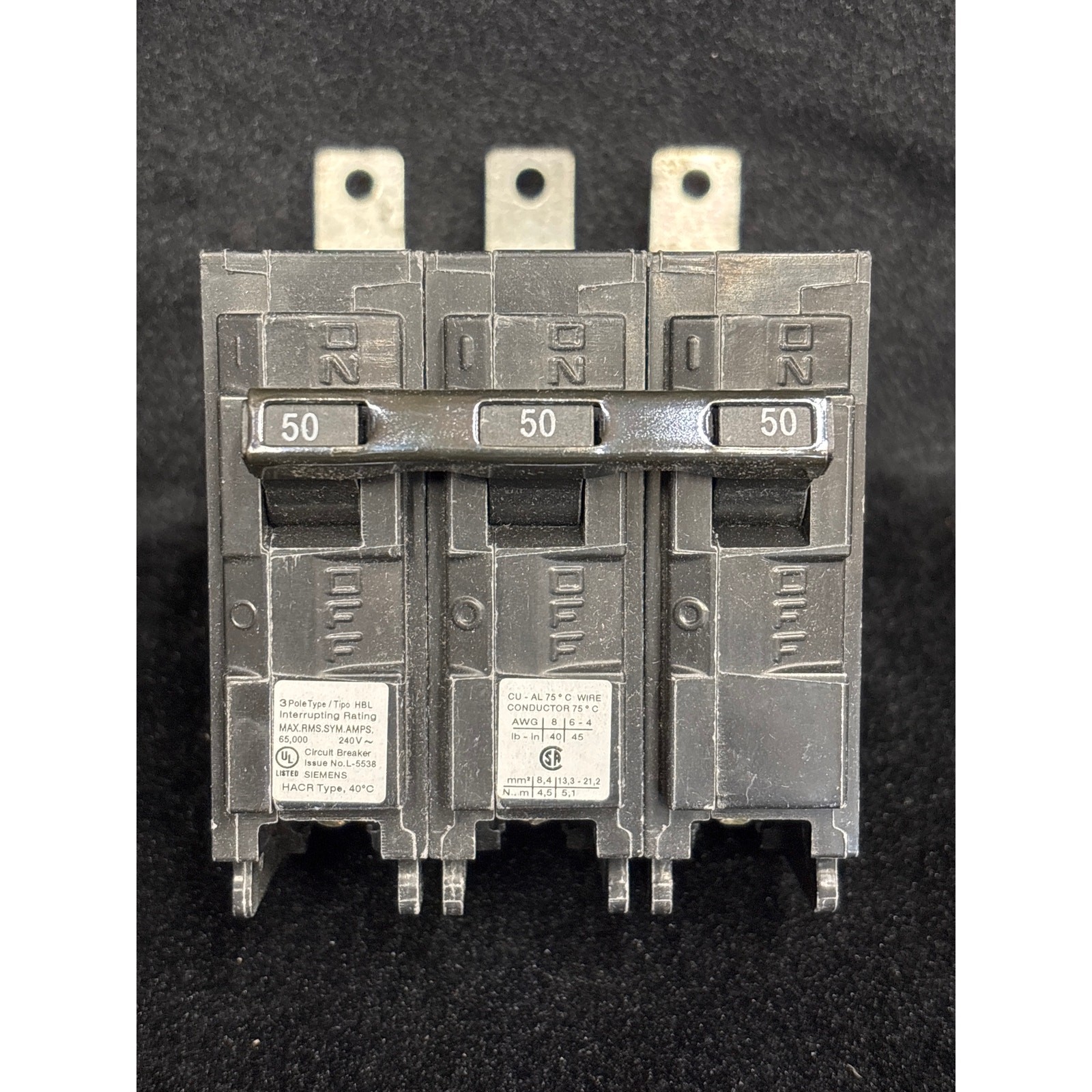 Siemens B350HH 50A 240V 3-Pole Bolt-On Circuit Breaker