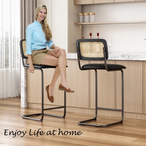 Bar counter chair Counter height bar stools 2-piece set with soft cushions