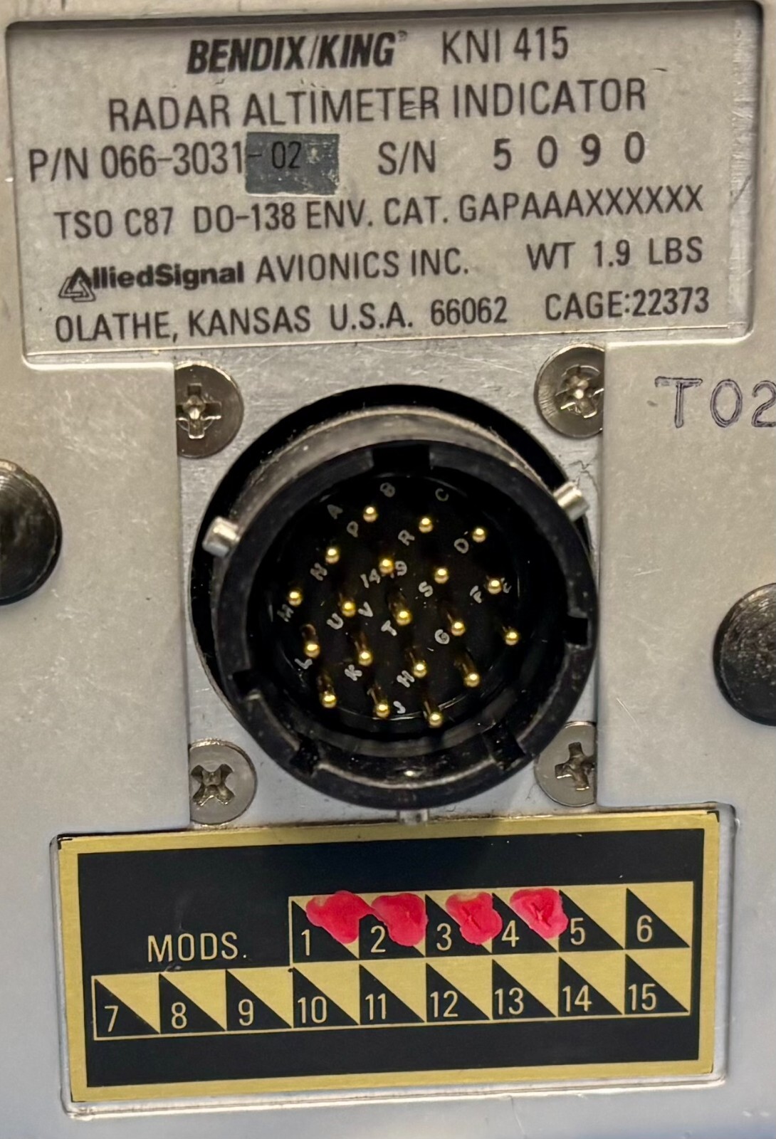 Radar Altimeter Indicator KNI415 066-3031-02 Removed Working