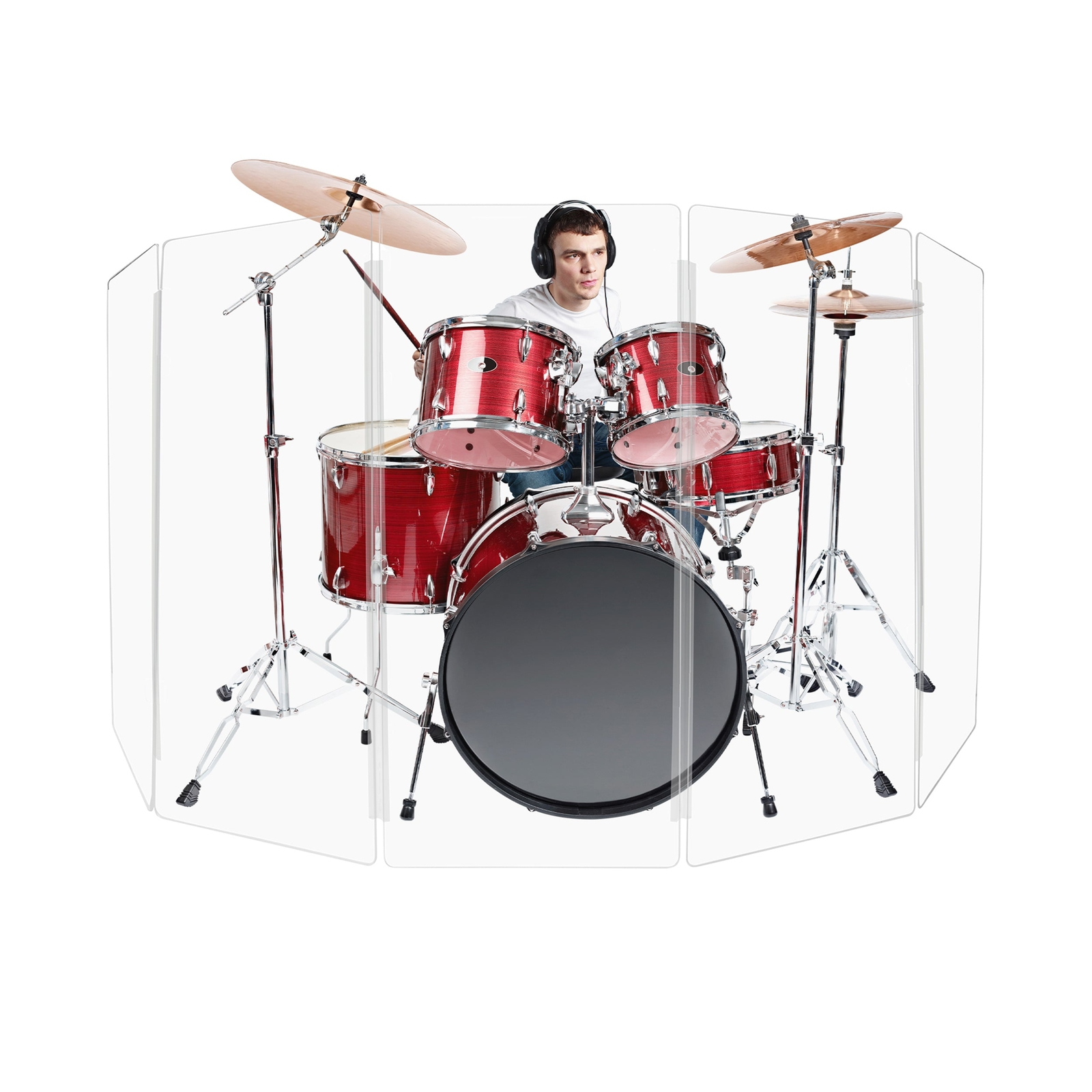 PENNZONI Drum Shield 4ft Acrylic Panels w/ Deflectors & Living Hinges