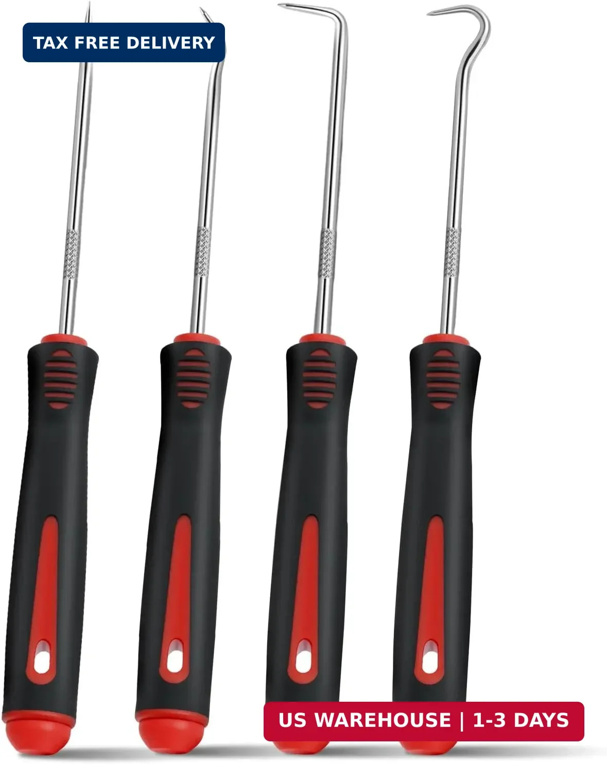 4-Piece Pick Set Mechanic, Automotive Hook and Pick Set with Soft Grip & Non-Sli
