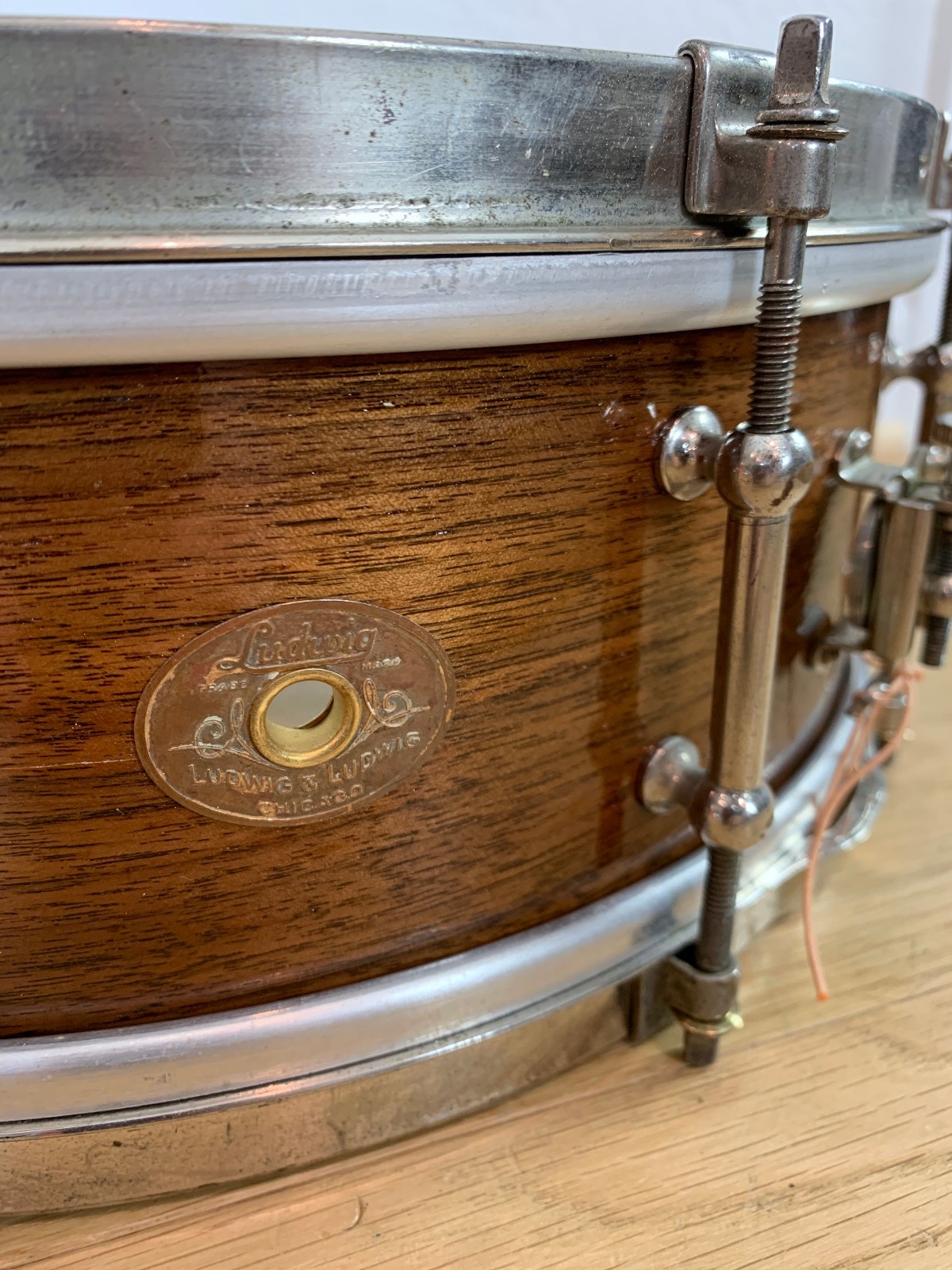 LUDWIG Professional Model 5x14 10-Lug Snare Drum Solid Walnut Shell 1920s Vtg