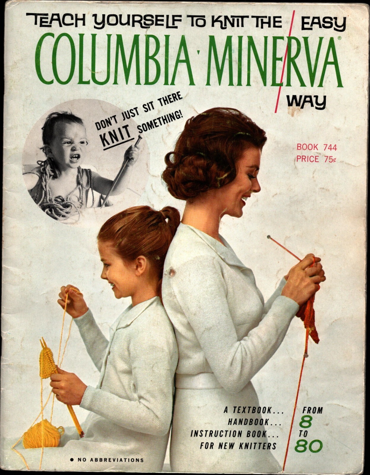 Vintage Columbia Minerva Teach Yourself to Knit Book 744 c. 1960s/1970s