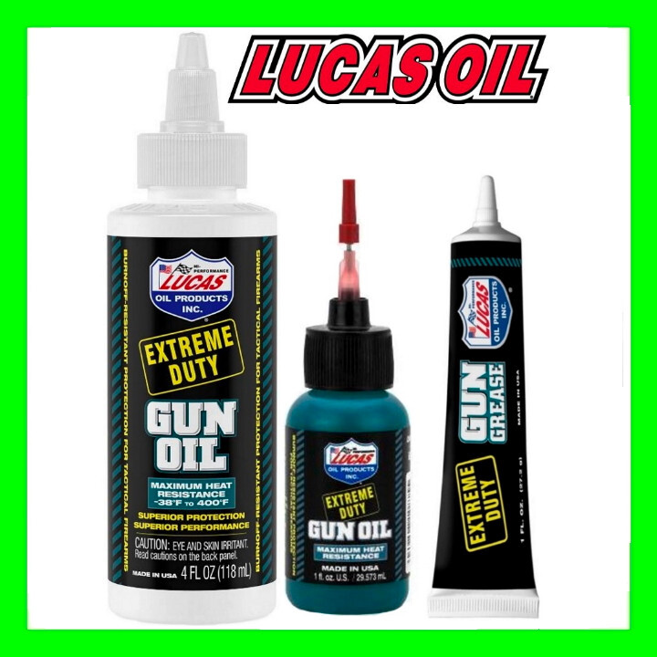LUCAS Extreme Duty Gun Oil 4oz & Needle Oiler 1oz, Tube Grease lubes & Protects