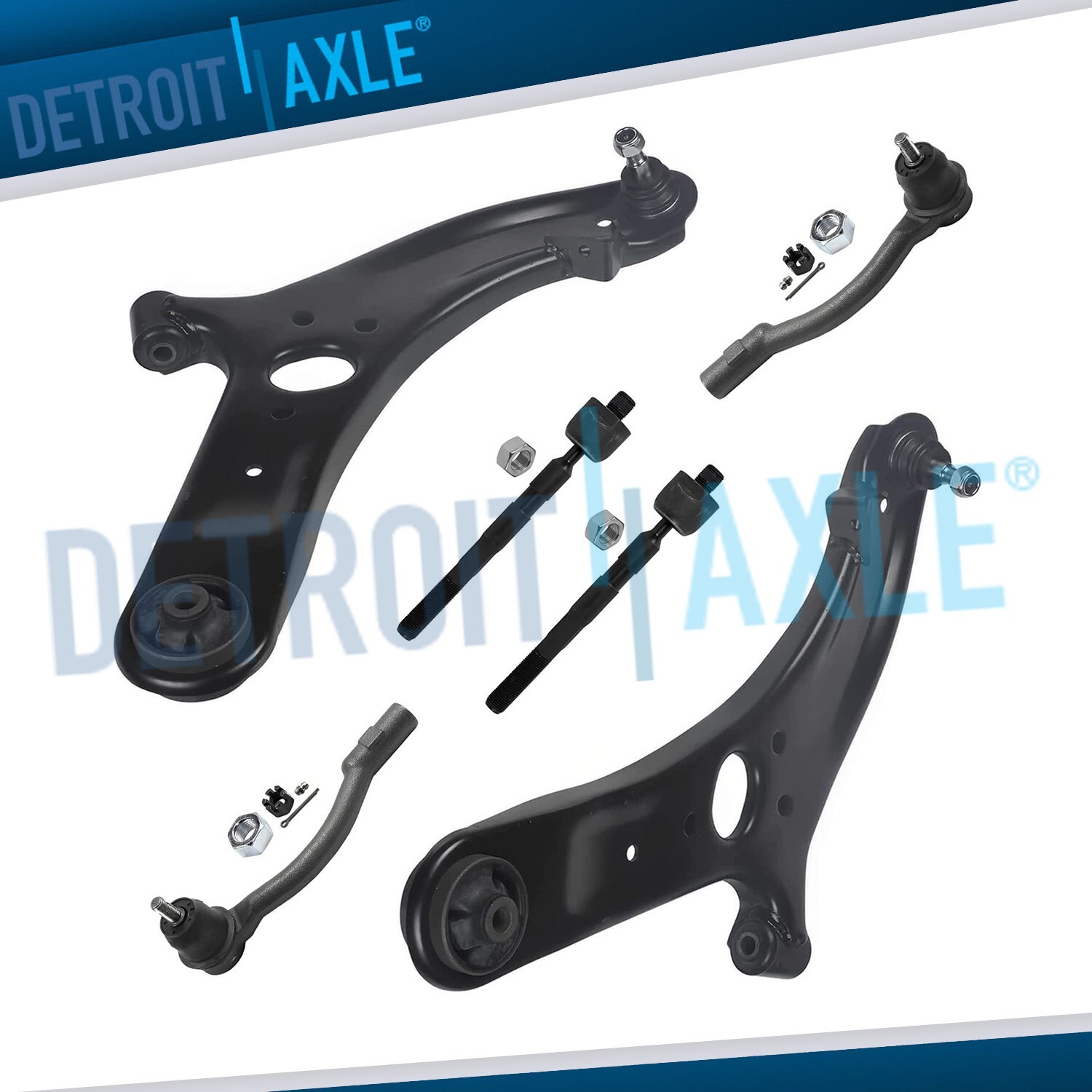Front Lower Control Arms w/Ball Joints + Tie Rods for 2012 - 2017 Hyundai Accent