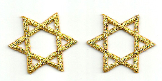 Star Of David - Embroidered Metallic Gold 1" (2.5cm) Iron On Patches - Set Of 2