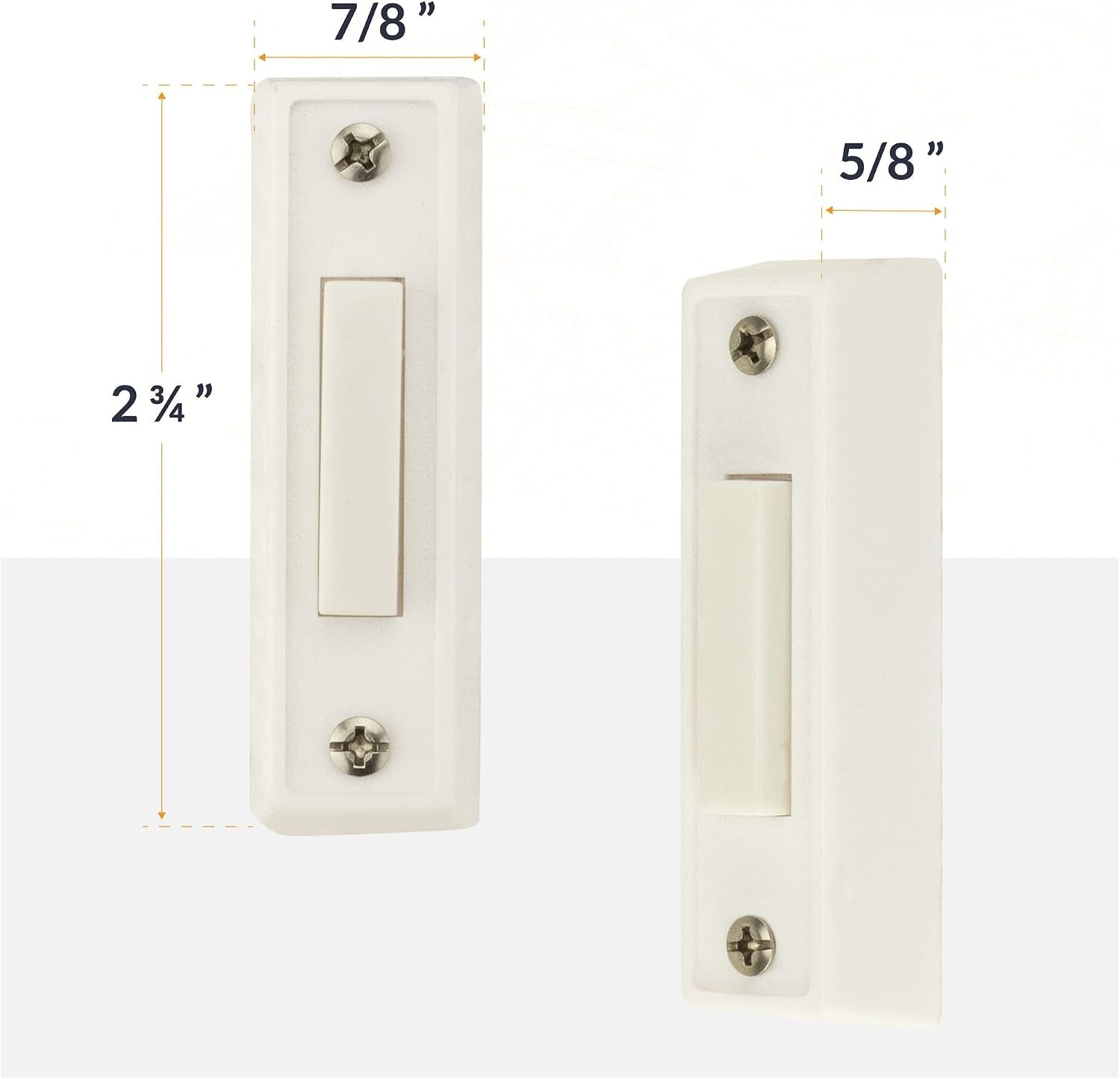 Unlighted Surface Mount Doorbell Button in White - Easy installation & Durable