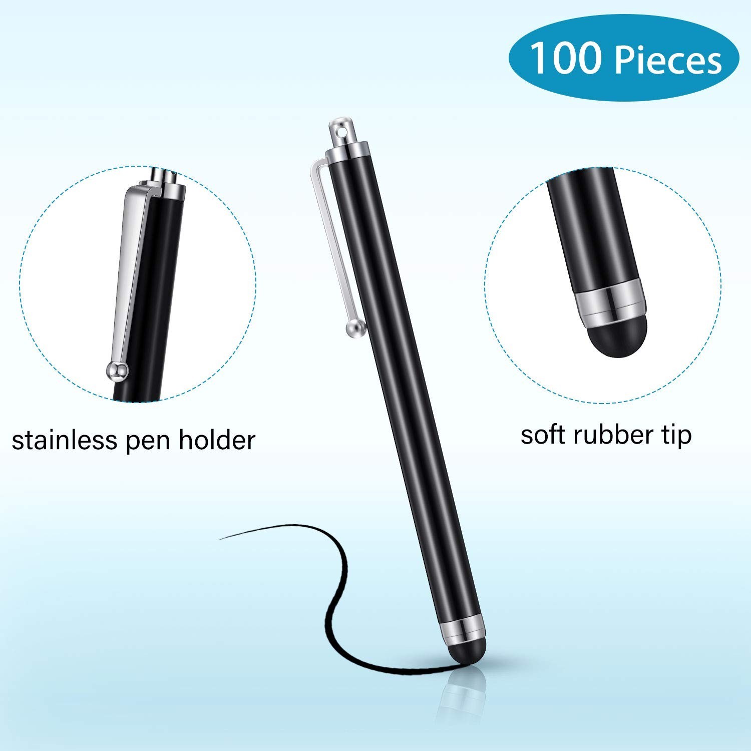 100-Pack Universal Capacitive Stylus Pens for Touch Screens - Compatible with Ta