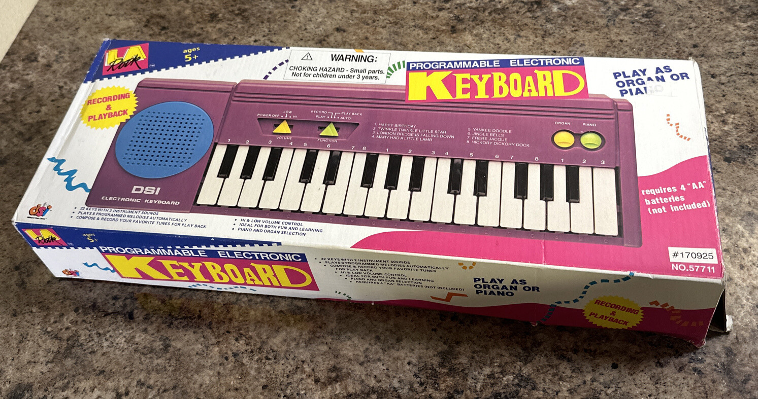 VINTAGE 1993 LA ROCK ELECTRONIC KEYBOARD NO. 57711 Plastic Euc