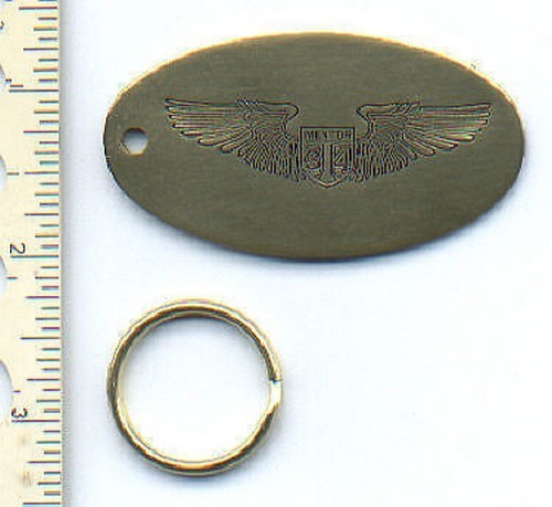 T-34 Aircraft  Brass Key Tag USN Aviation T-34 Wings