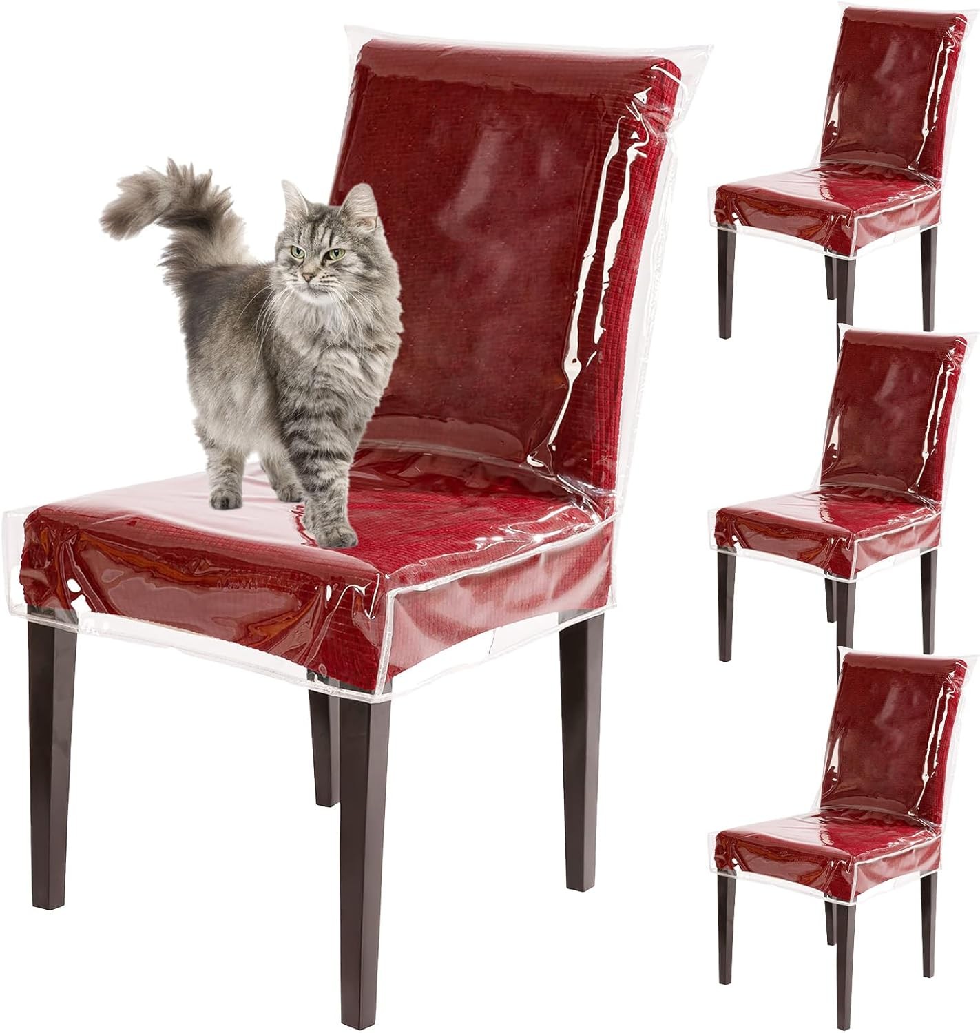 Plastic Chair Covers for Dining Chairs, 4 Pack W/21 x D/18 Inch Clear