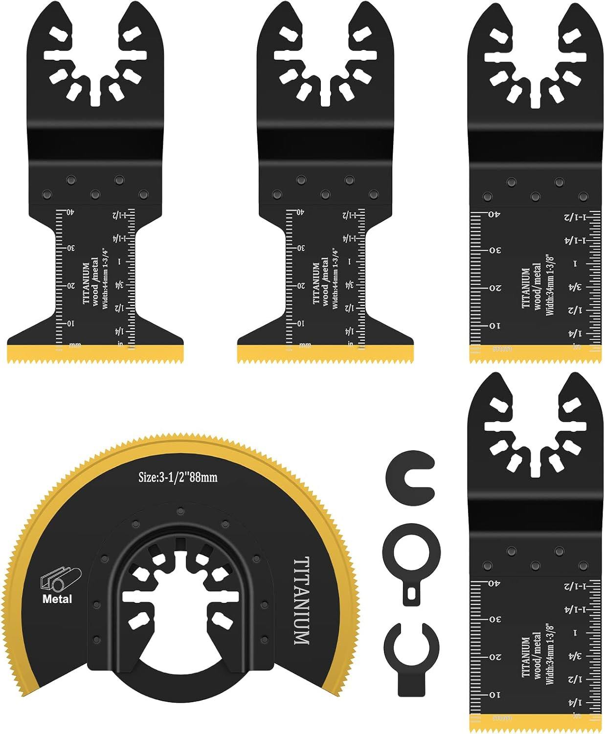 5PCS Titanium Oscillating Saw Blades Kit, Titanium Oscillating Multitool Blades