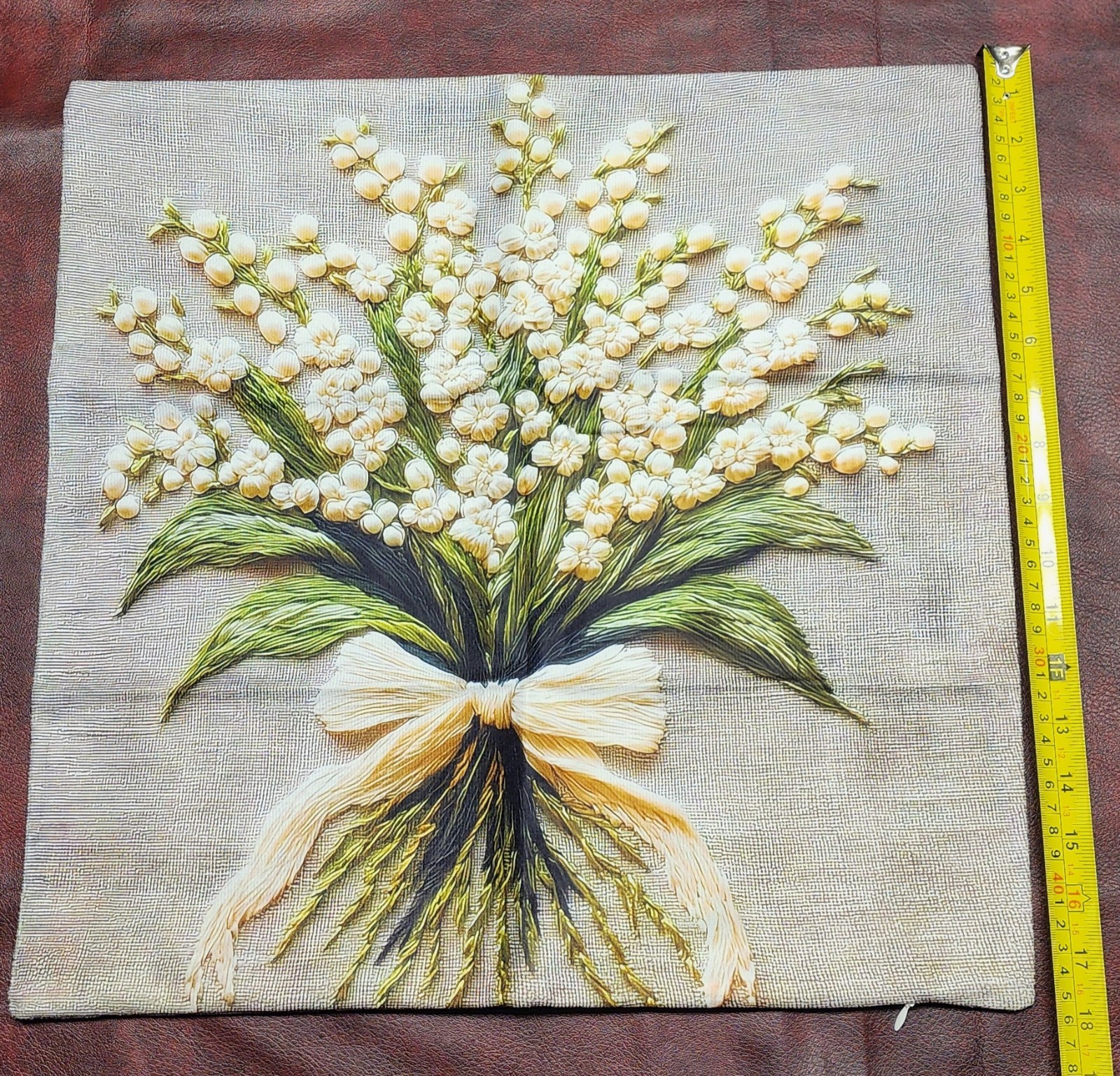 (SET OF 2) Lily of the Valley 2D Flat-Printed Pillow Cover BRAND NEW 18x18in.