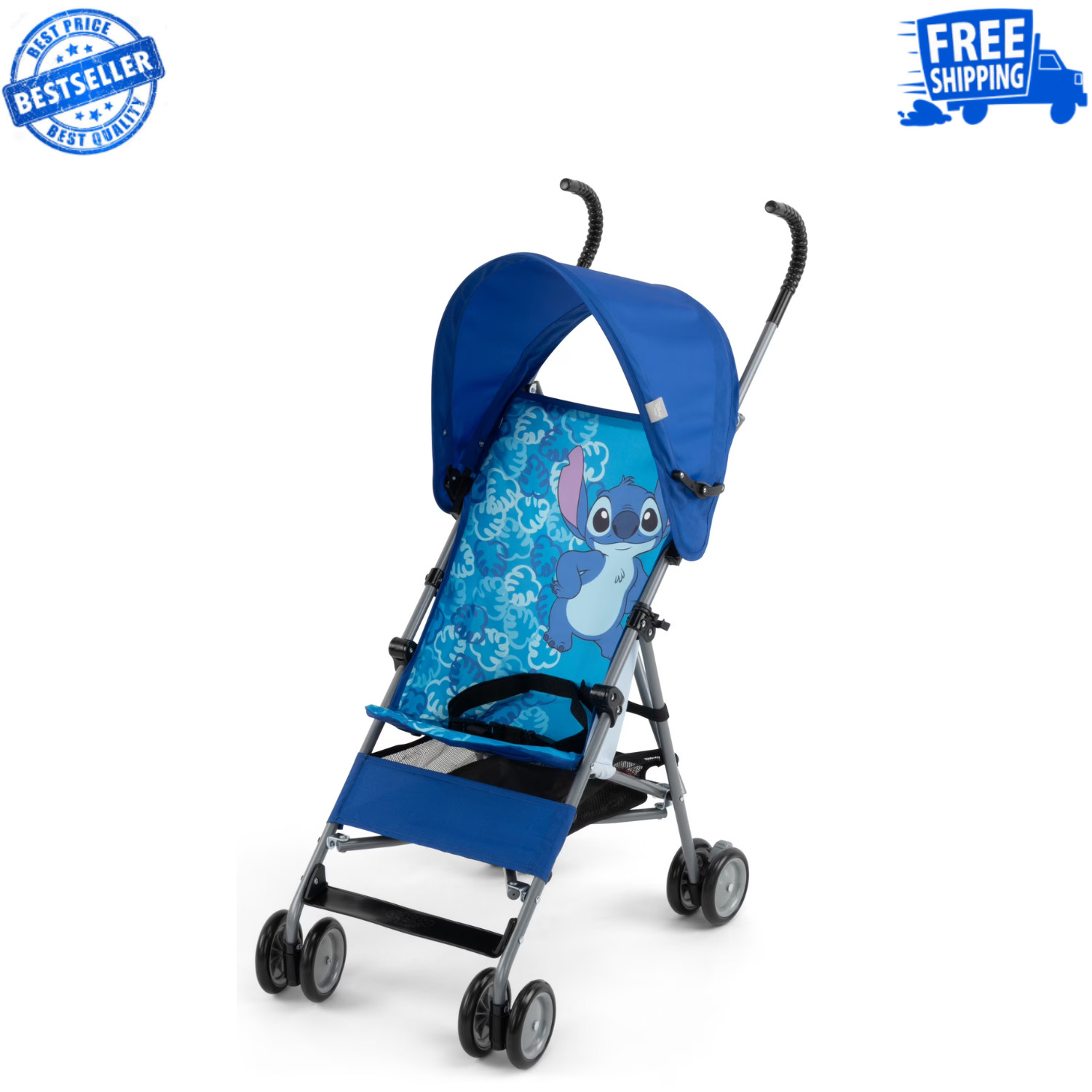 Disney Baby Tropical Stitch Toddler Umbrella Stroller Basket Comfort Height