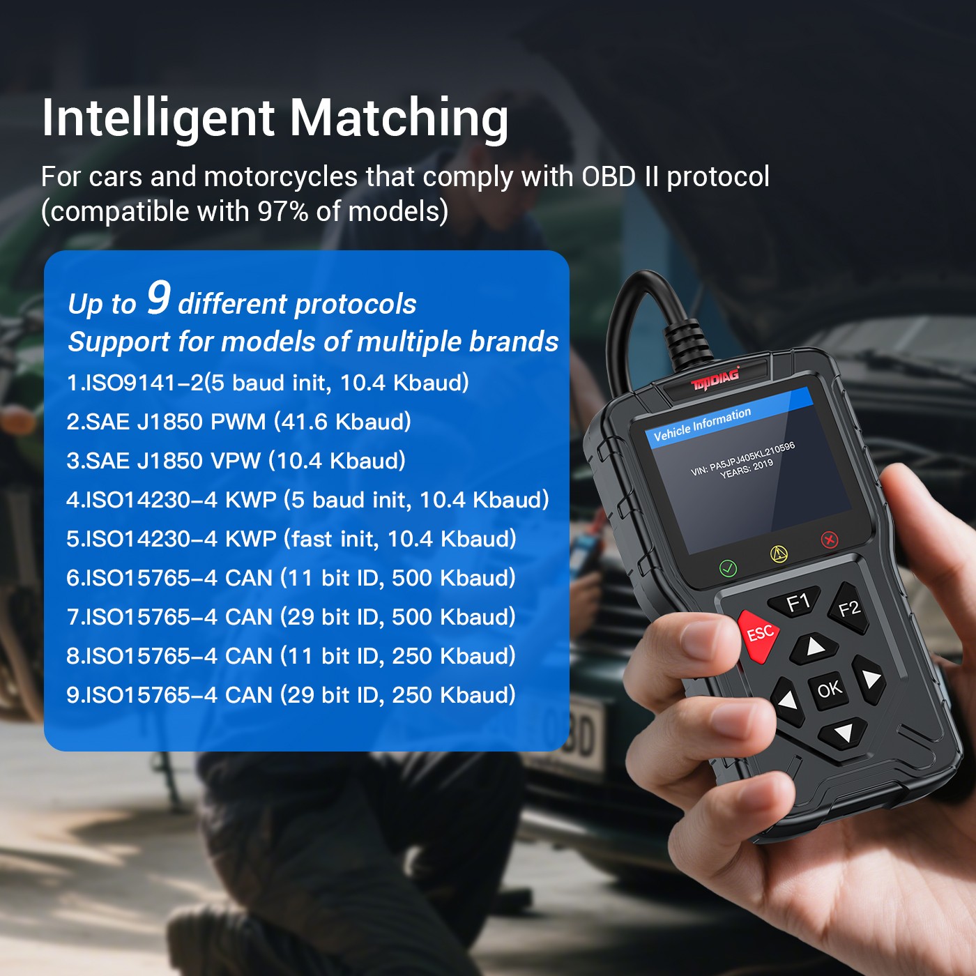 Motorcycle Vehicle OBD2 Scanner Fault Code Read Car DTC Lookup Diagnostic Tool