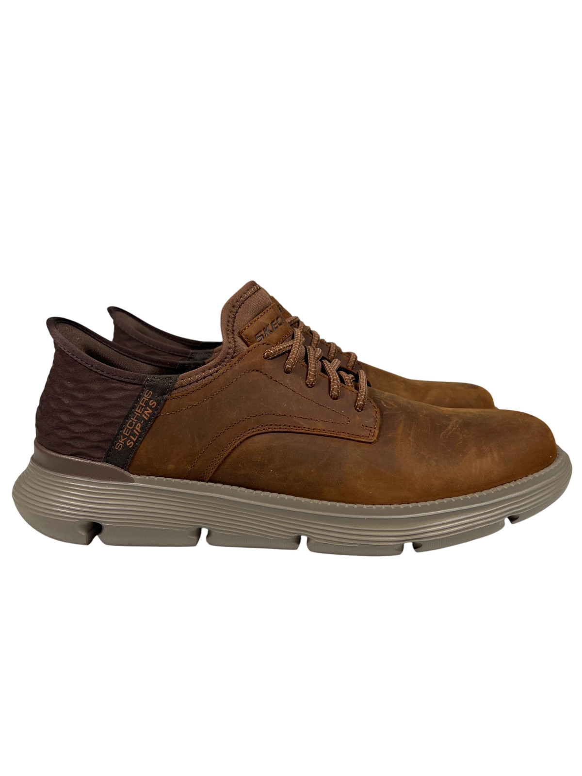 Skechers Men's Brown Hands Free Slip Ins Relaxed Fit Garza Oxford Shoes - 10.5