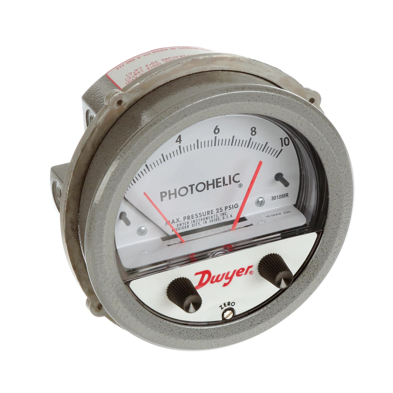 Dwyer 3010MR Photohelic Differential Pressure Switch Gauge P/N 102915-00