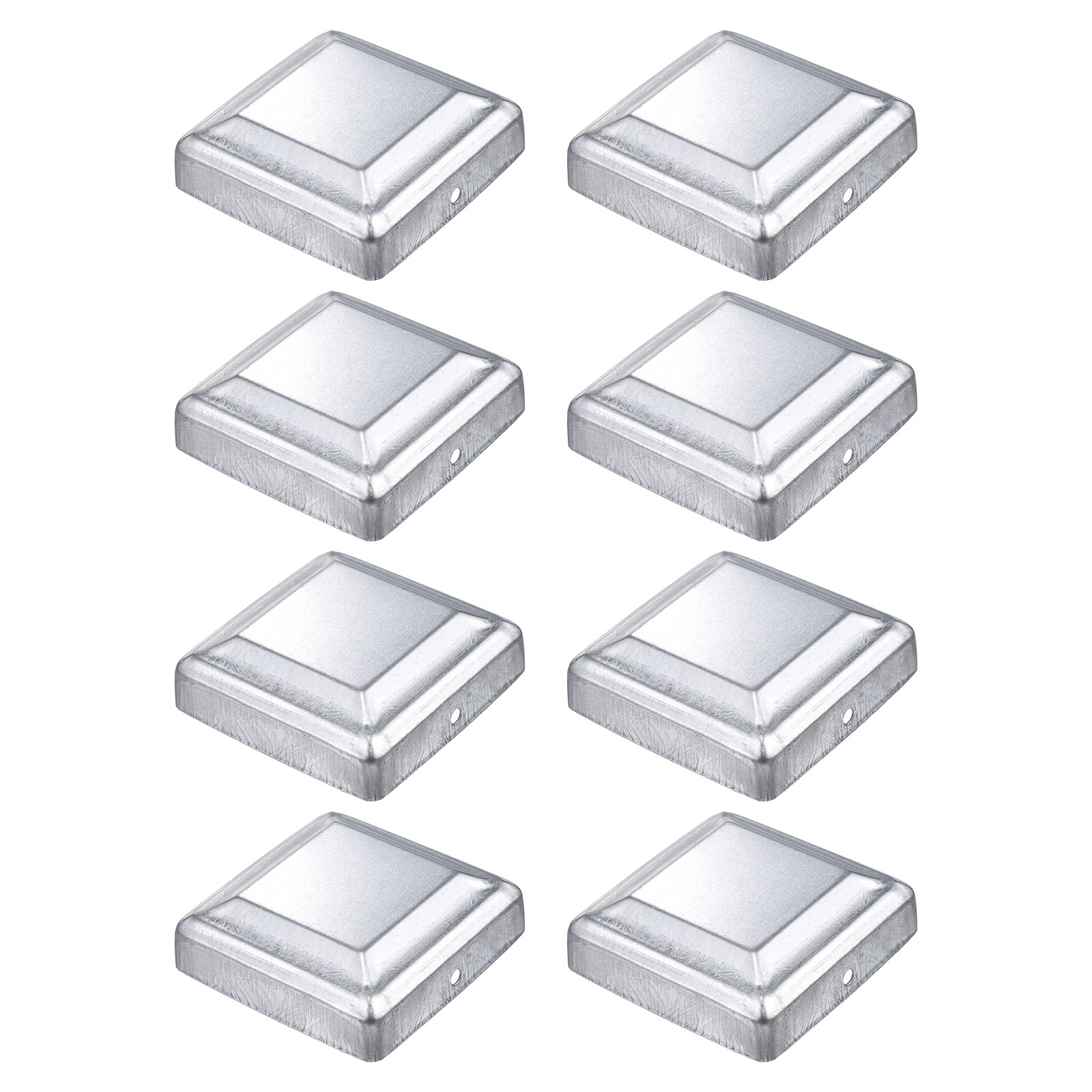 8Pcs Fence Post Cap, Galvanized Deck Post Caps Fit 3.2" x 3.2" Pipe, Silver
