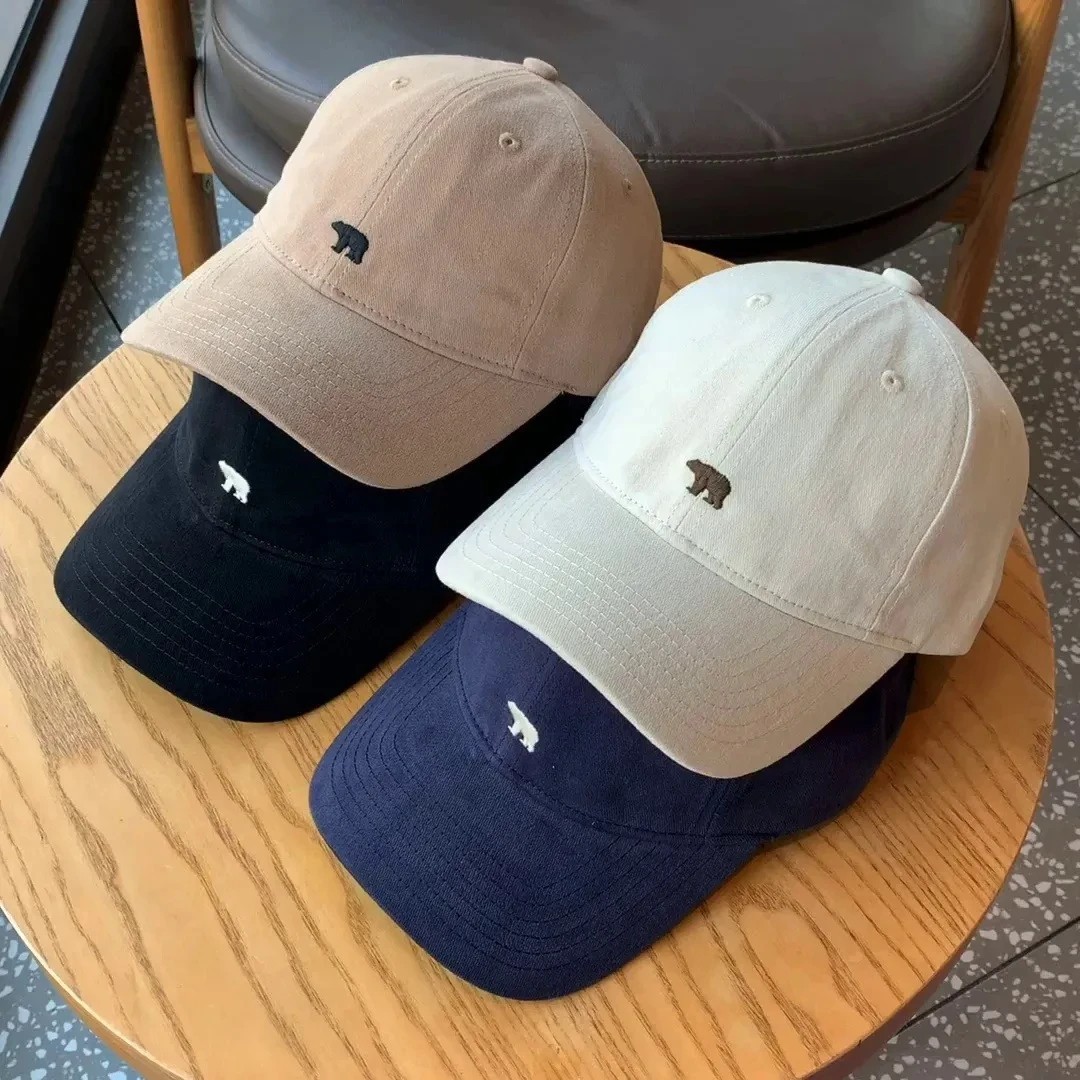 Unisex Classic Hat Minimal Bear Logo Baseball Cap Adjustable Premium Cotton Caps