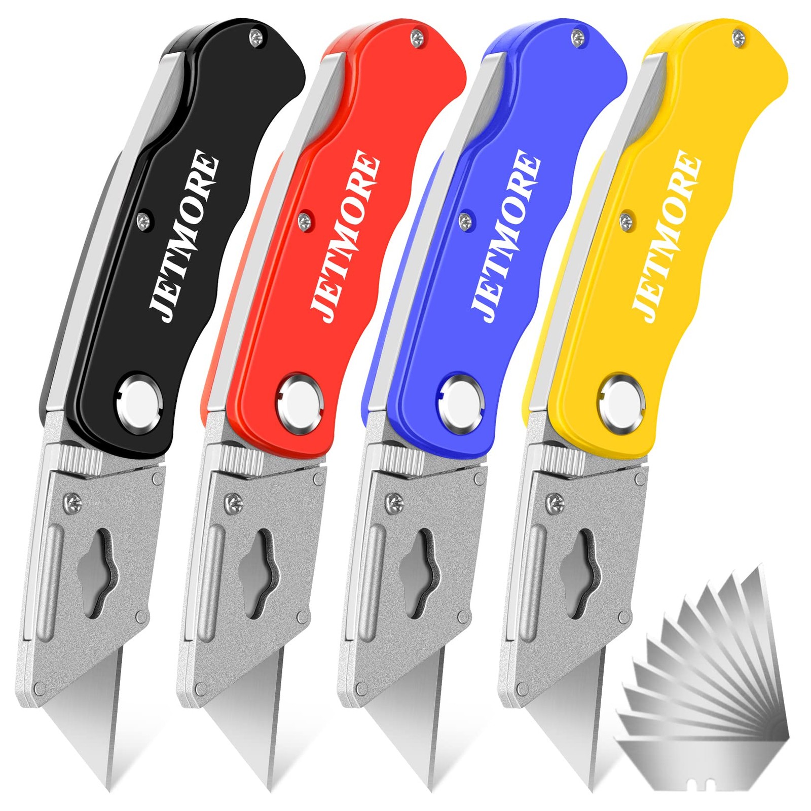 4 Pack Folding Utility Knife with Extra 10Pcs Blades,Box Cutters for Home,Office