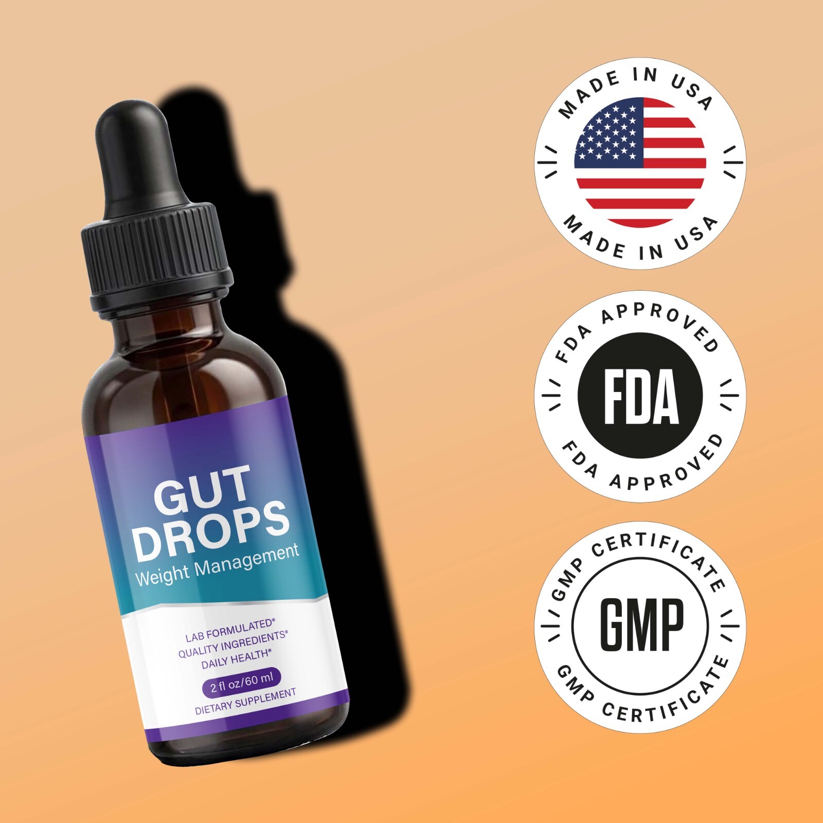 ( 2 Pack ) Gut Drops, Advanced Weight Loss & Gut Health Support Drops