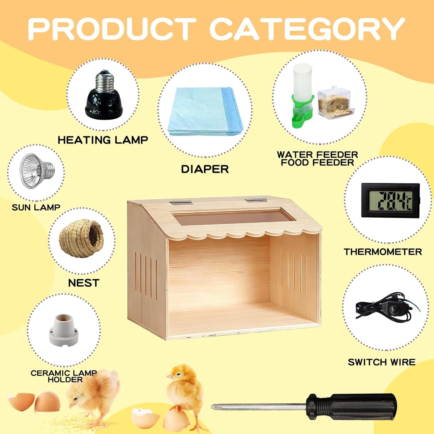Chick Brooder Box for Chicks, Quail Brooder Box Kit with Heater Feeder and Wa...