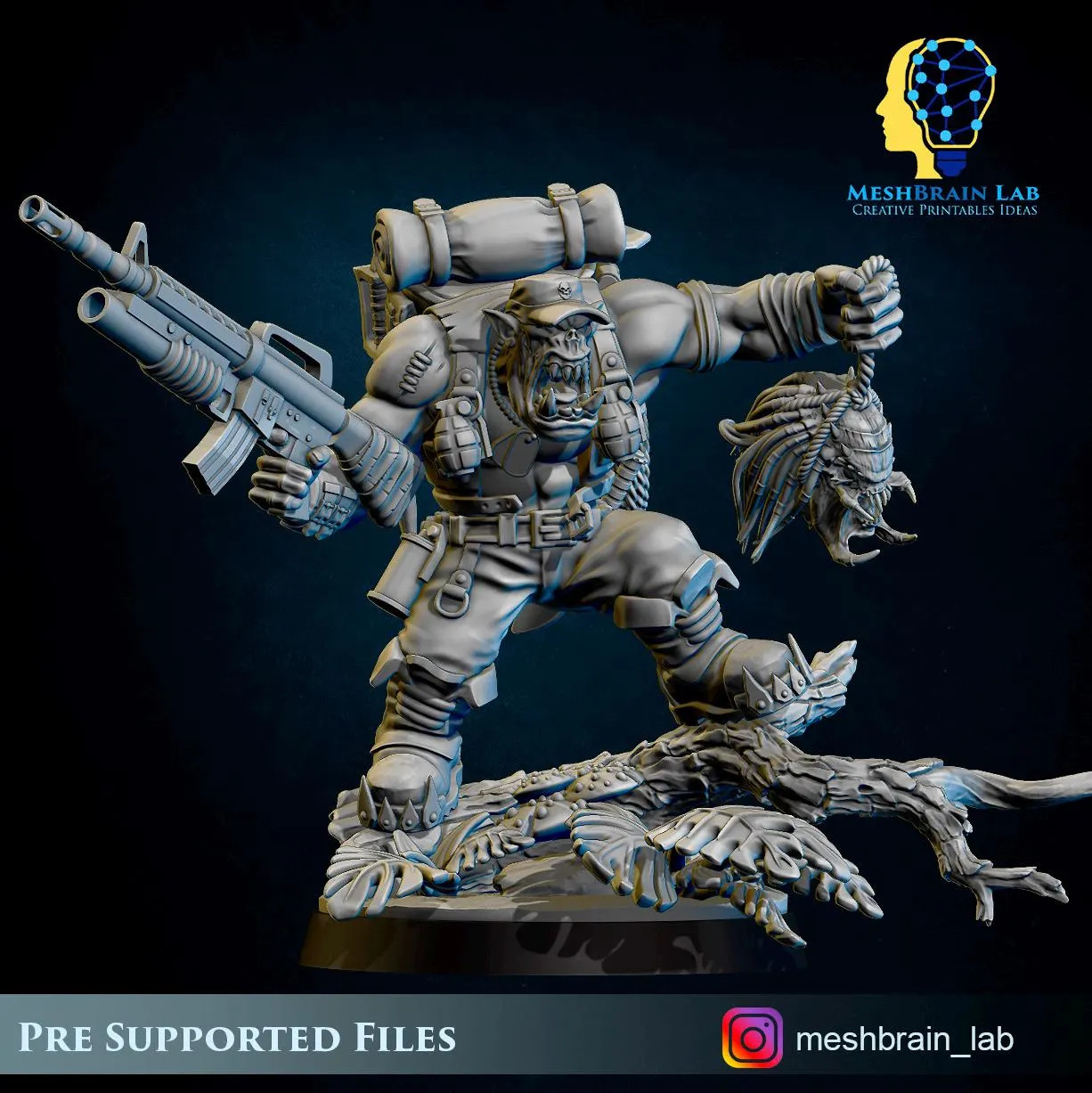 3D Printed Ork Commando Boss by Meshbrain Labs