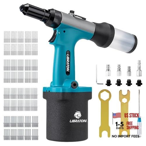 Pneumatic Rivet Gun Kit, Heavy Duty Air Riveter Tool 3/32", 1/8", 5/32",