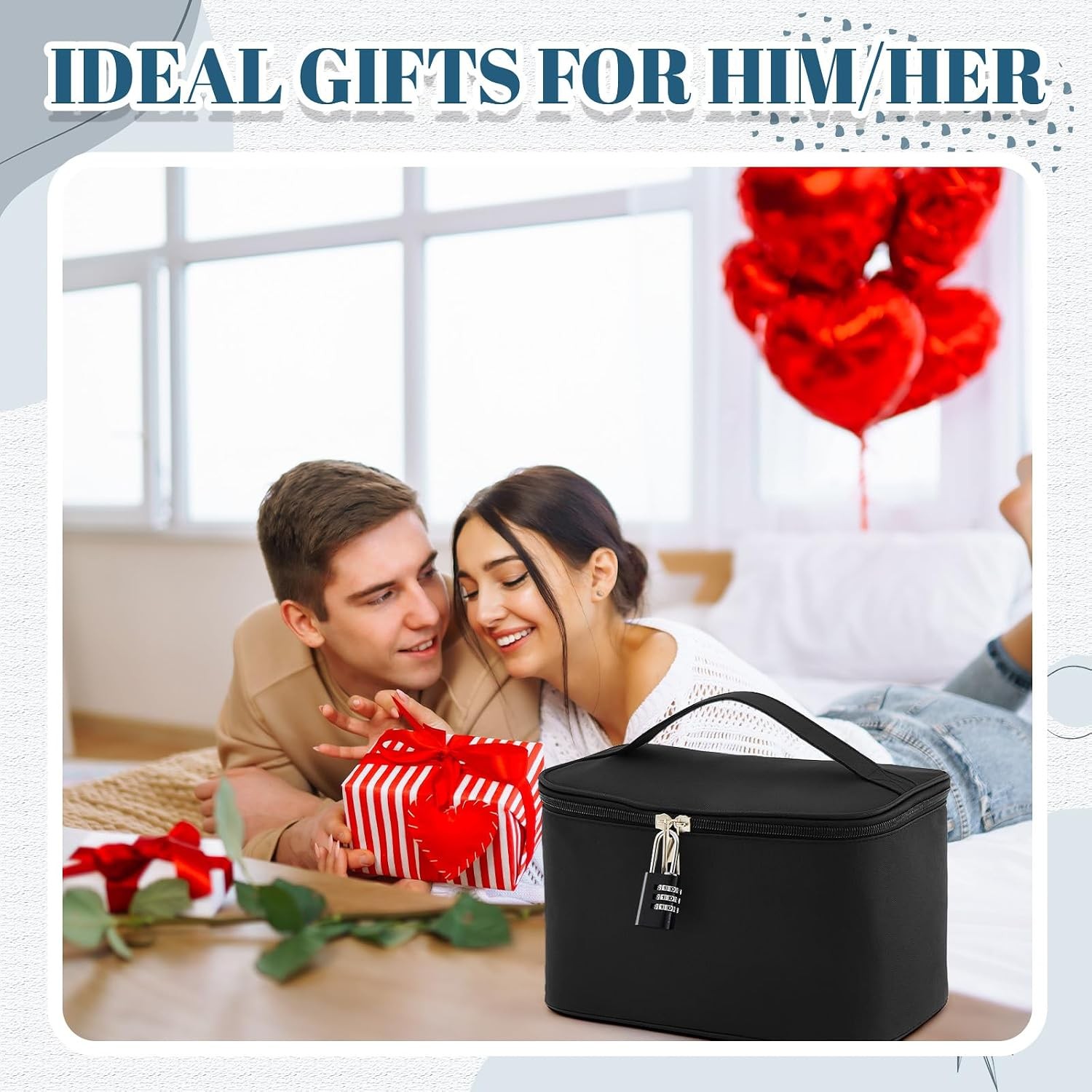 Black Lockable Discreet Personal Storage Bag with Zipper Organizer Case