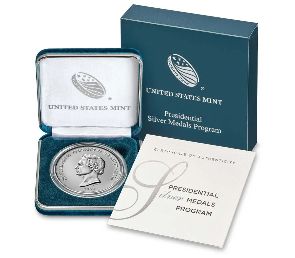 1 oz .999 Silver US Presidential Medal - Franklin Pierce - OMP COA - U2973 STOCK