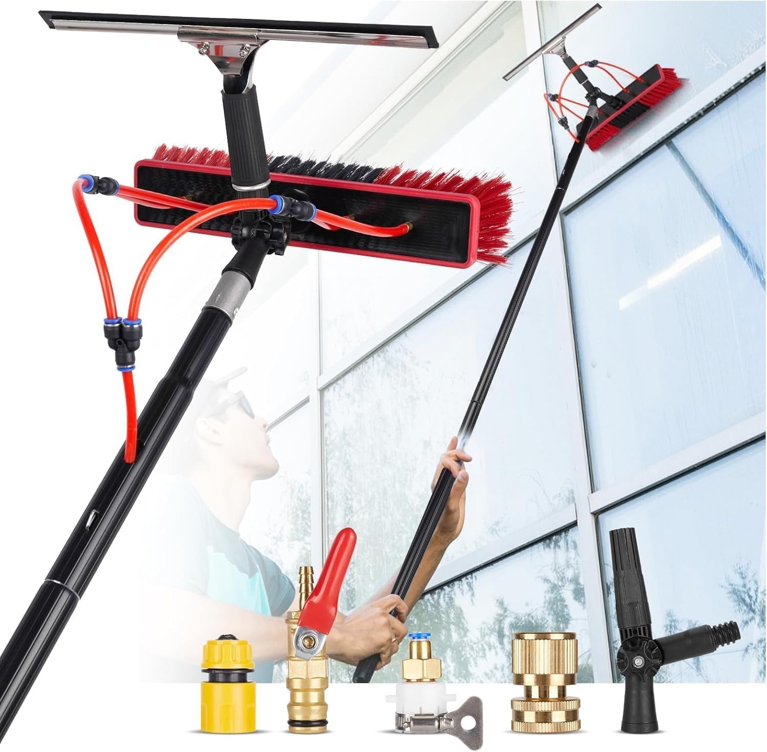 35ft Solar Panel Cleaning Kit with Brush & Squeegee
