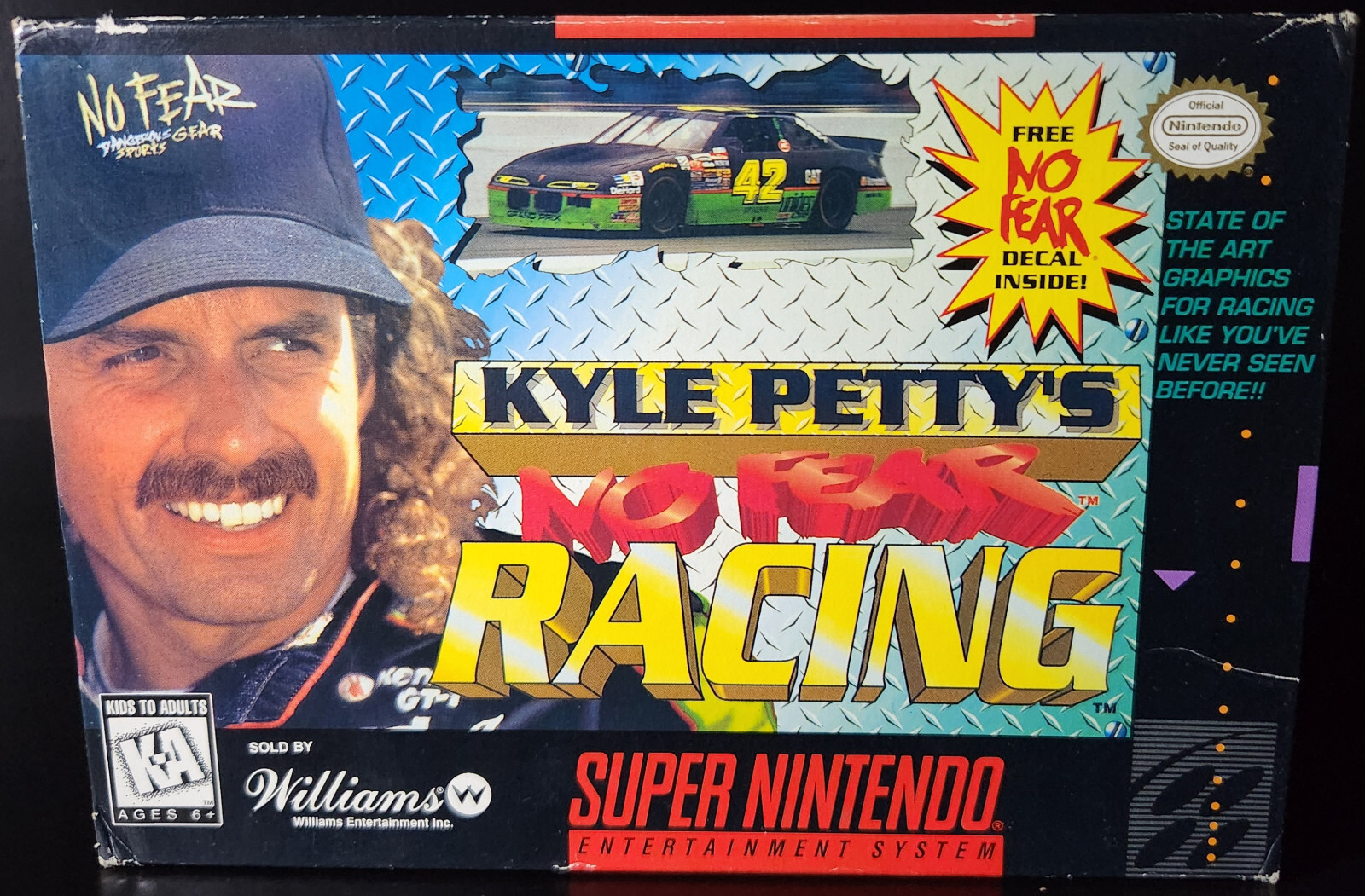 Kyle Petty's No Fear Racing | Super Nintendo | SNES | Original | Authentic | Box