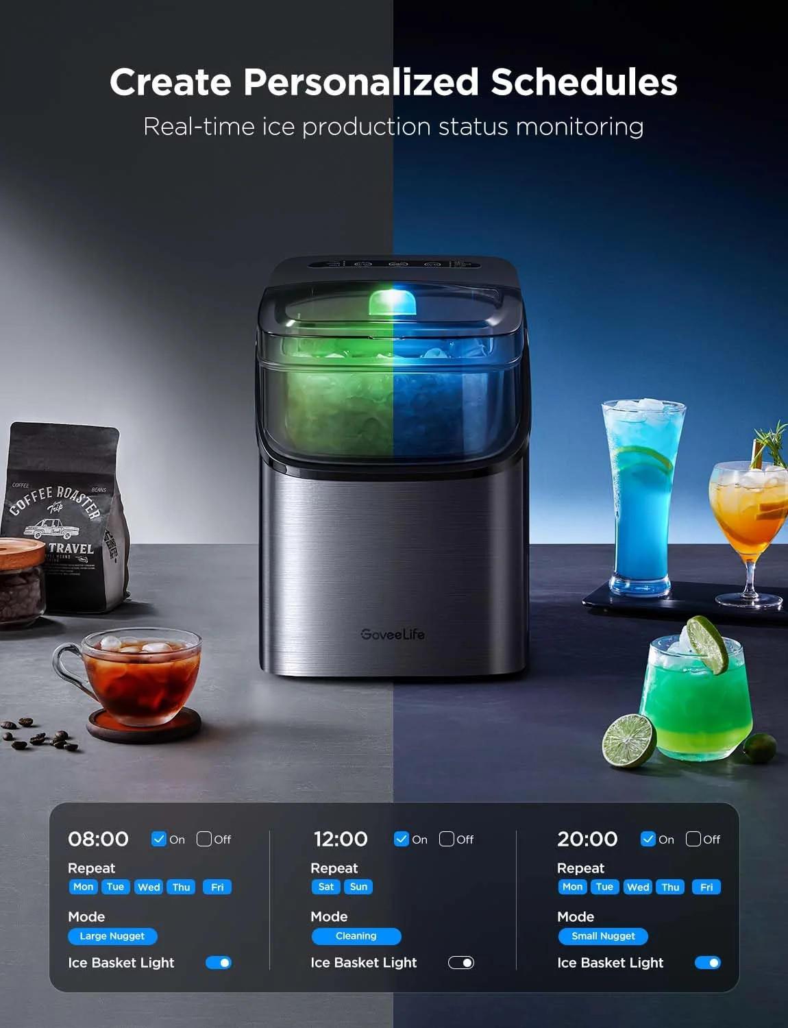 GoveeLife Smart Ice Maker Countertop, Portable Ice Machine with Voice Control, 9