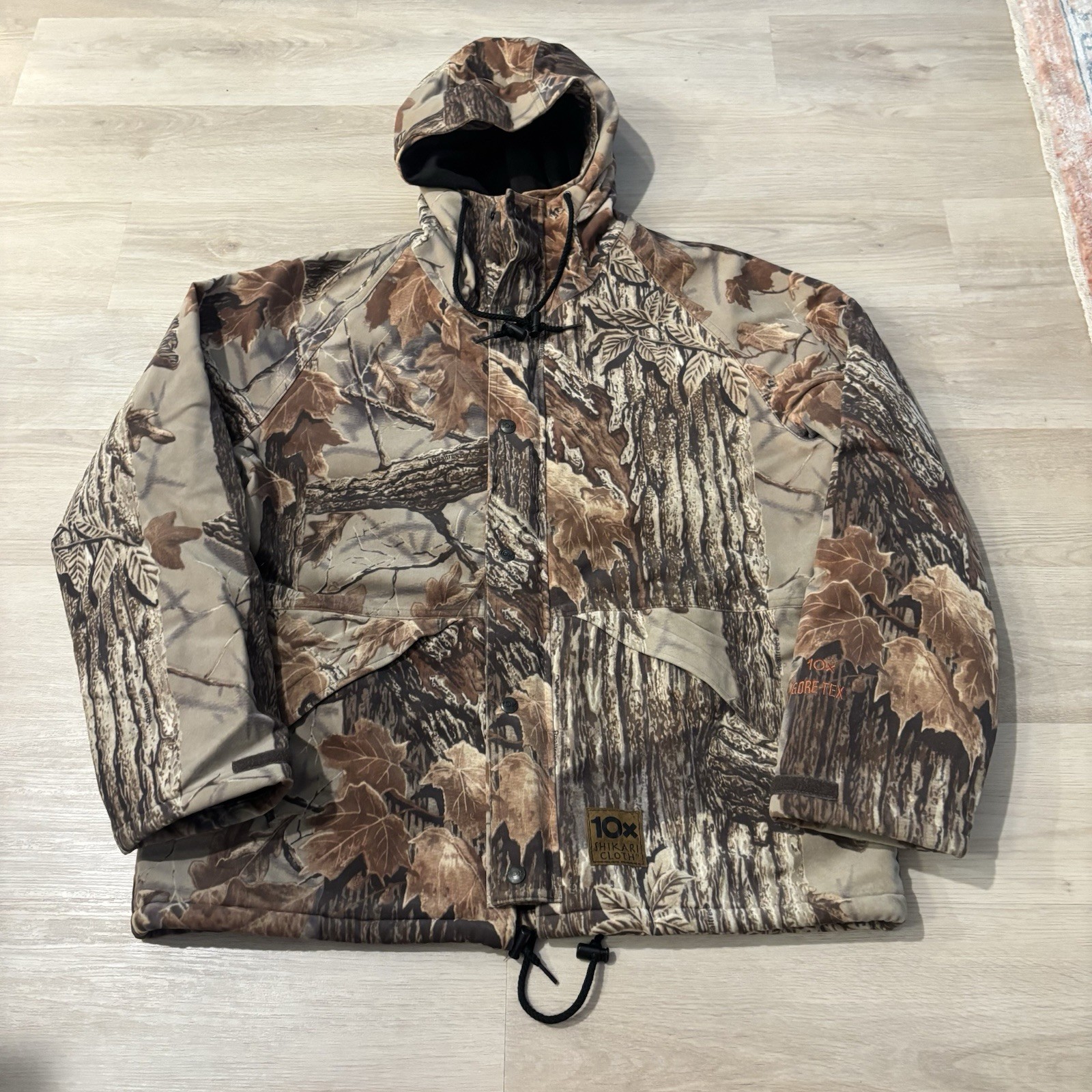 10X Hunting Jacket Men's Large Camouflage Shakari Cloth Goretex Hooded