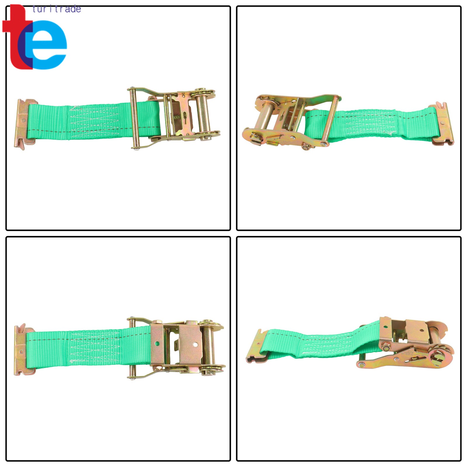 Tie Down Straps 4pcs E Track Wheel Chock 2 Pack 2" X 15' E Track Ratchet Straps
