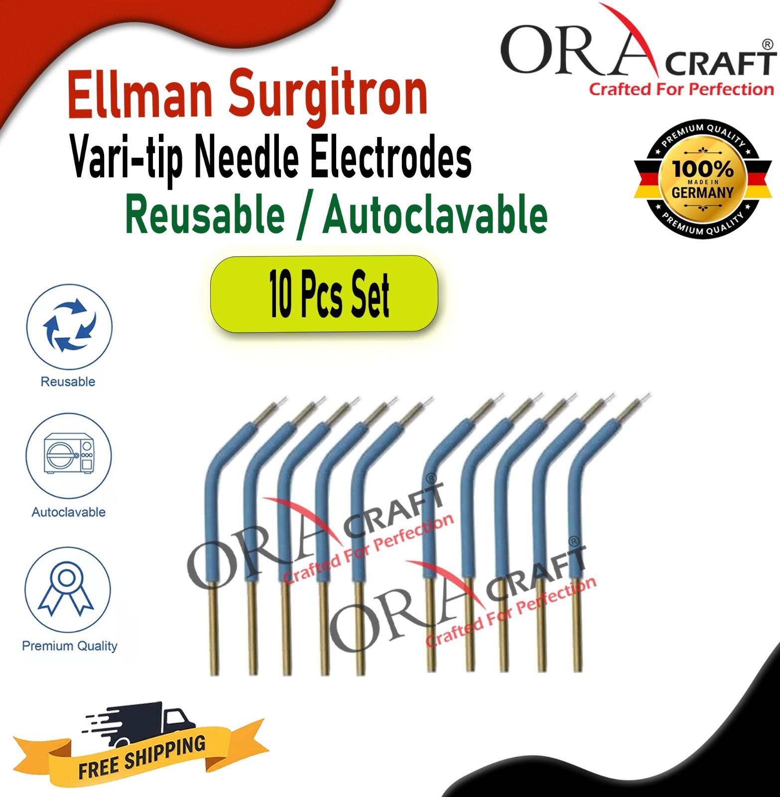 Ellman Surgitron Vari-tip Needle Electrodes Reusable/ Autoclavable 10 Pcs Set
