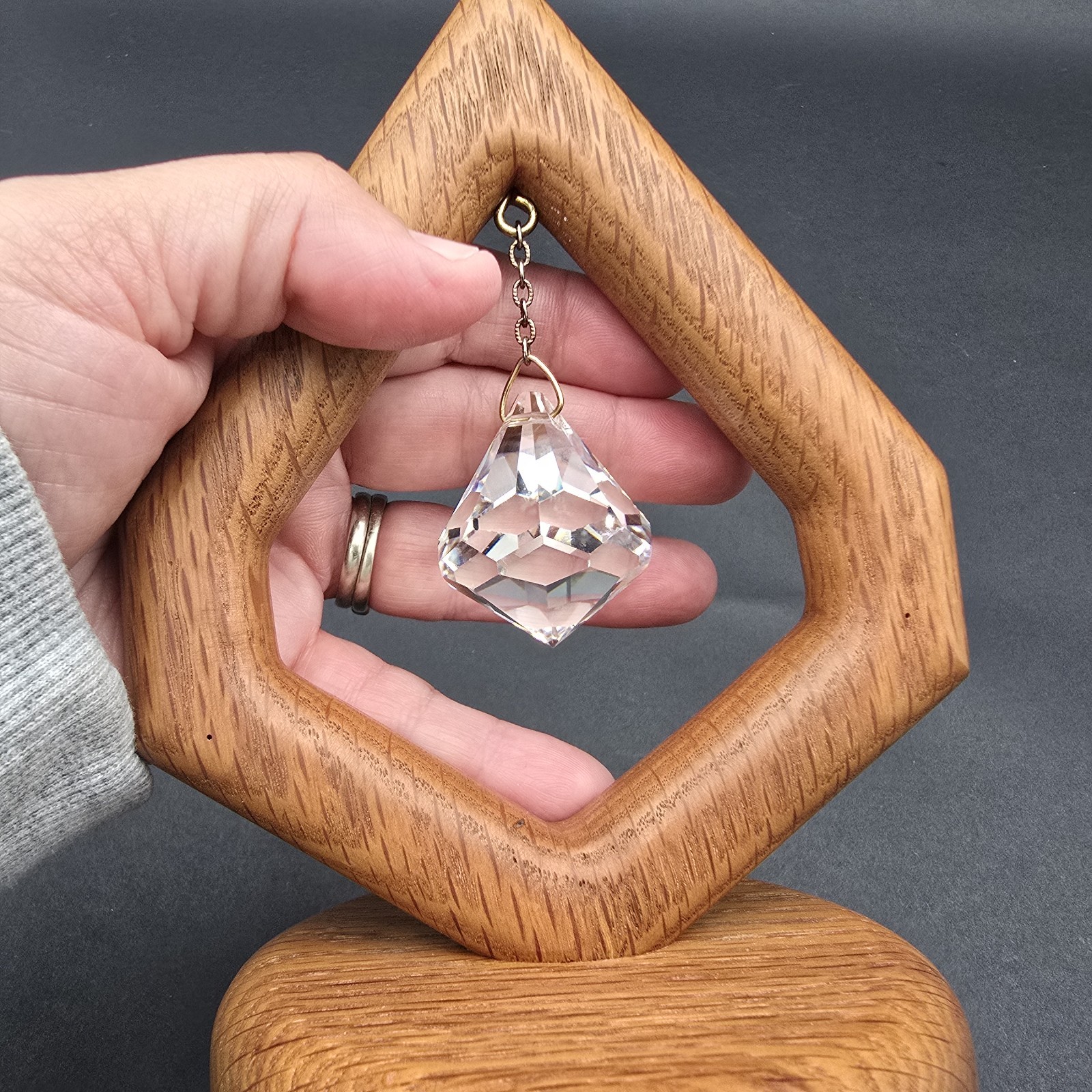 Wood And Crystal Pedant Suncatcher Ashton Originals Handmade 6.5"