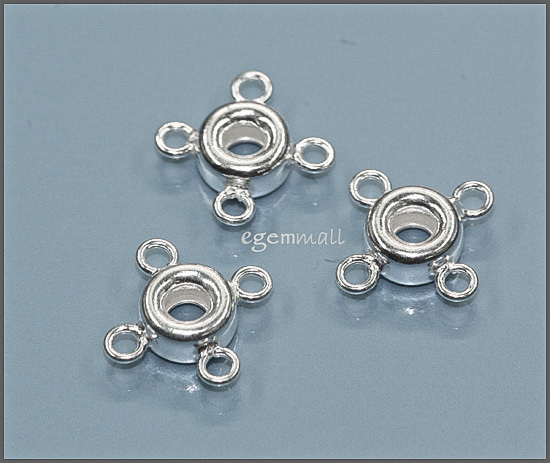 Sterling Silver 4-Ring Chandelier Connector 5PC #51079