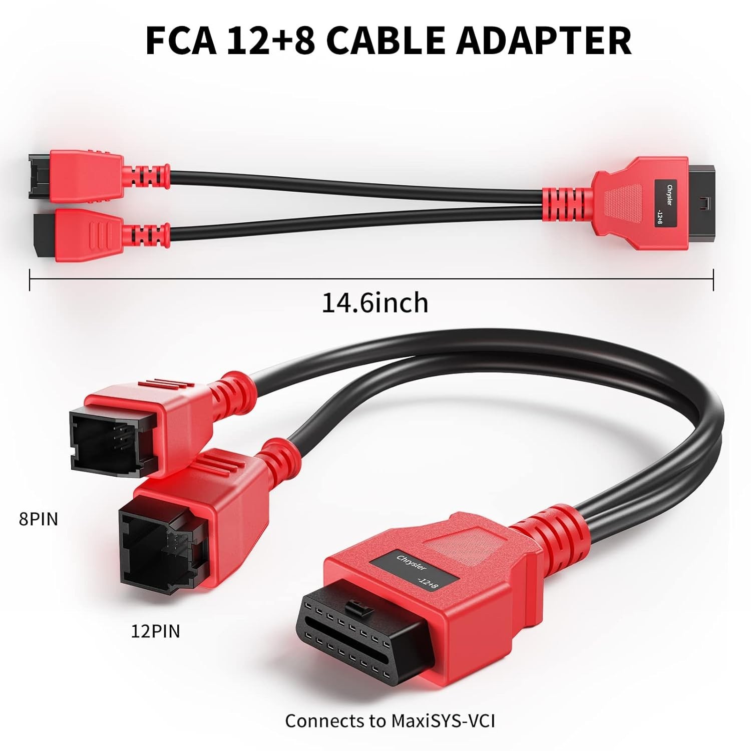 FCA 12+8 Cable Adapter for Chrysler 12+8 Programming Cable Connector, Autel OBD2
