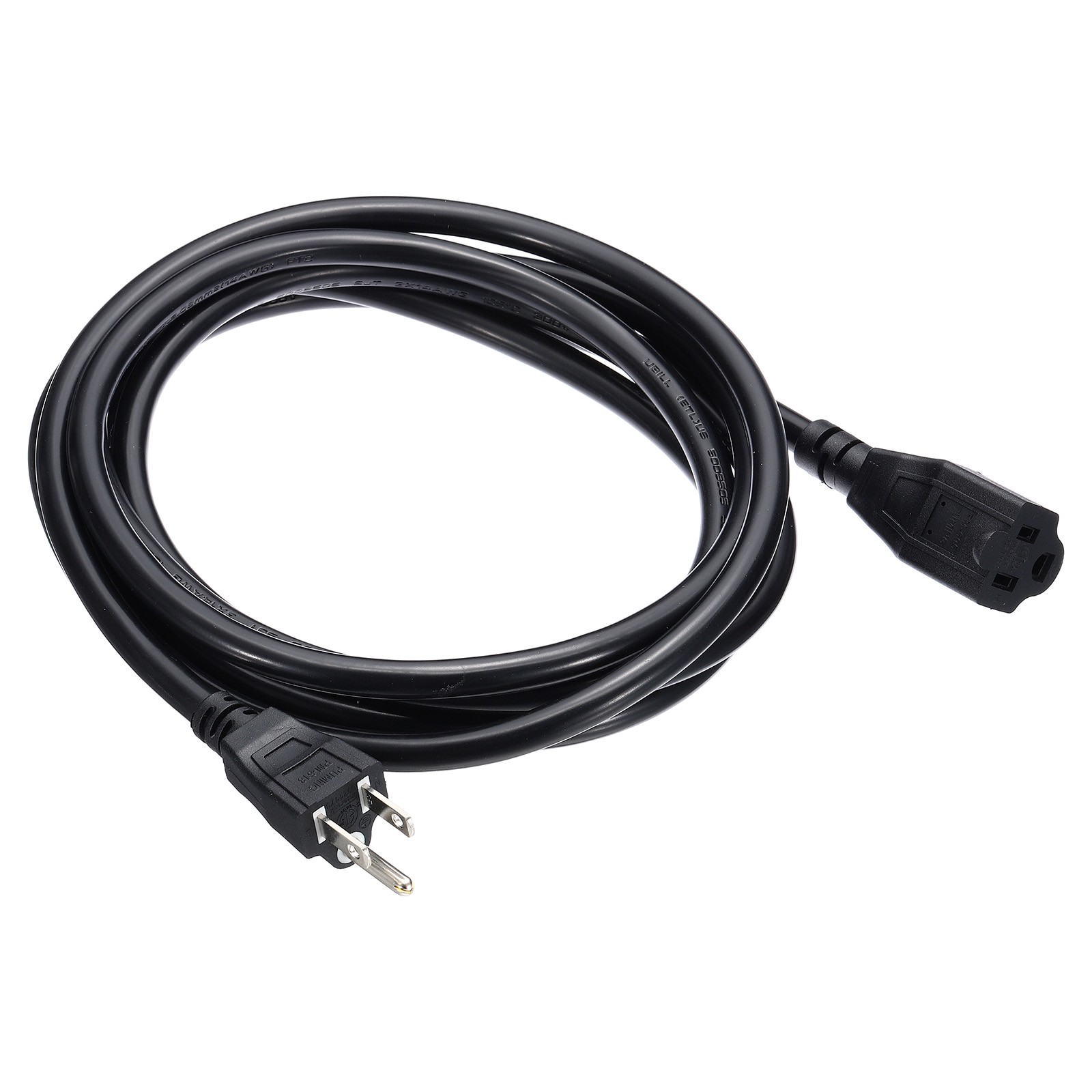 10Ft 15A 14AWG 3 Prong Extension Cord SJT ETL Listed Black