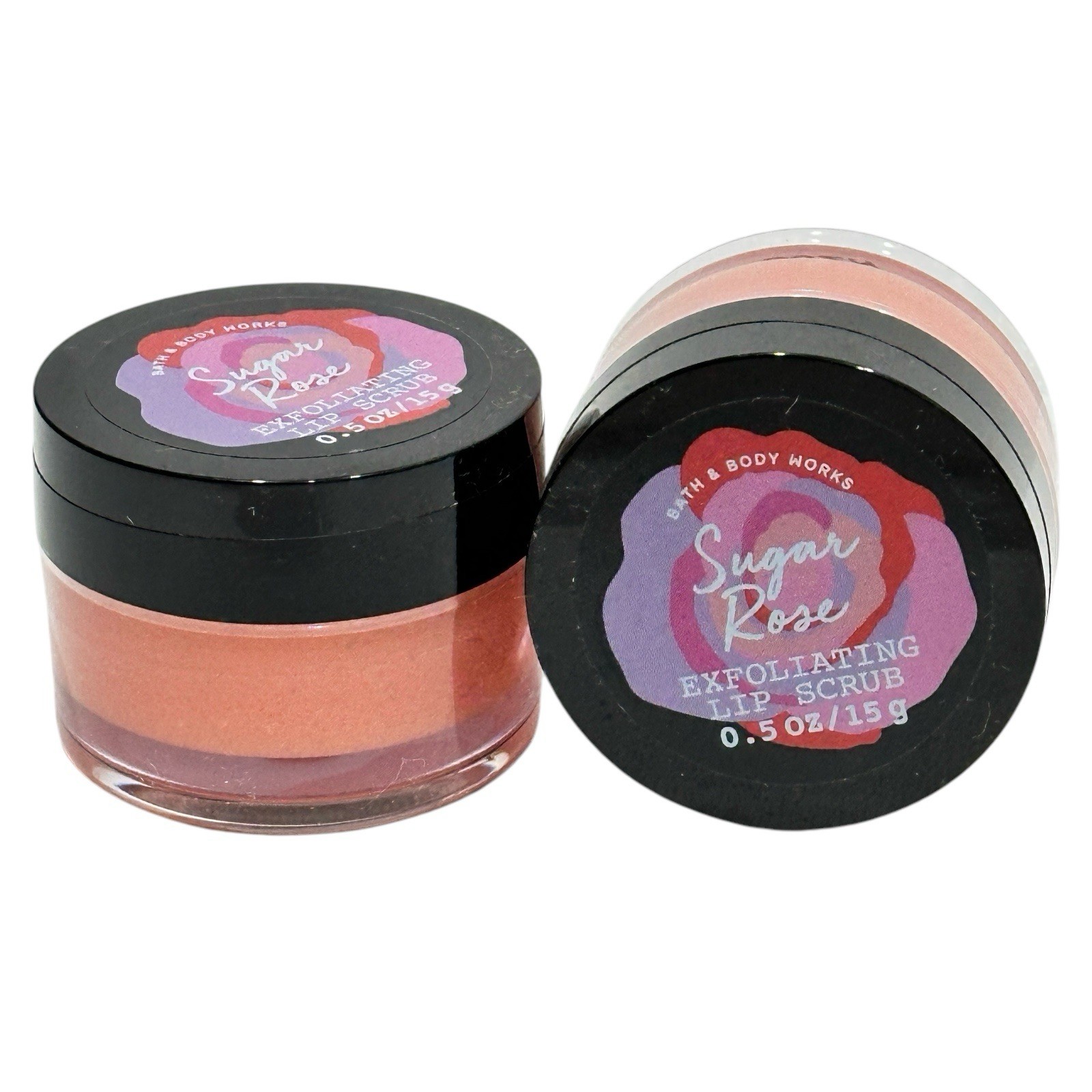 Bath & Body Works Exfoliating Lip Scrub Sugar Rose 0.5 oz Lot Of Two Not Sealed