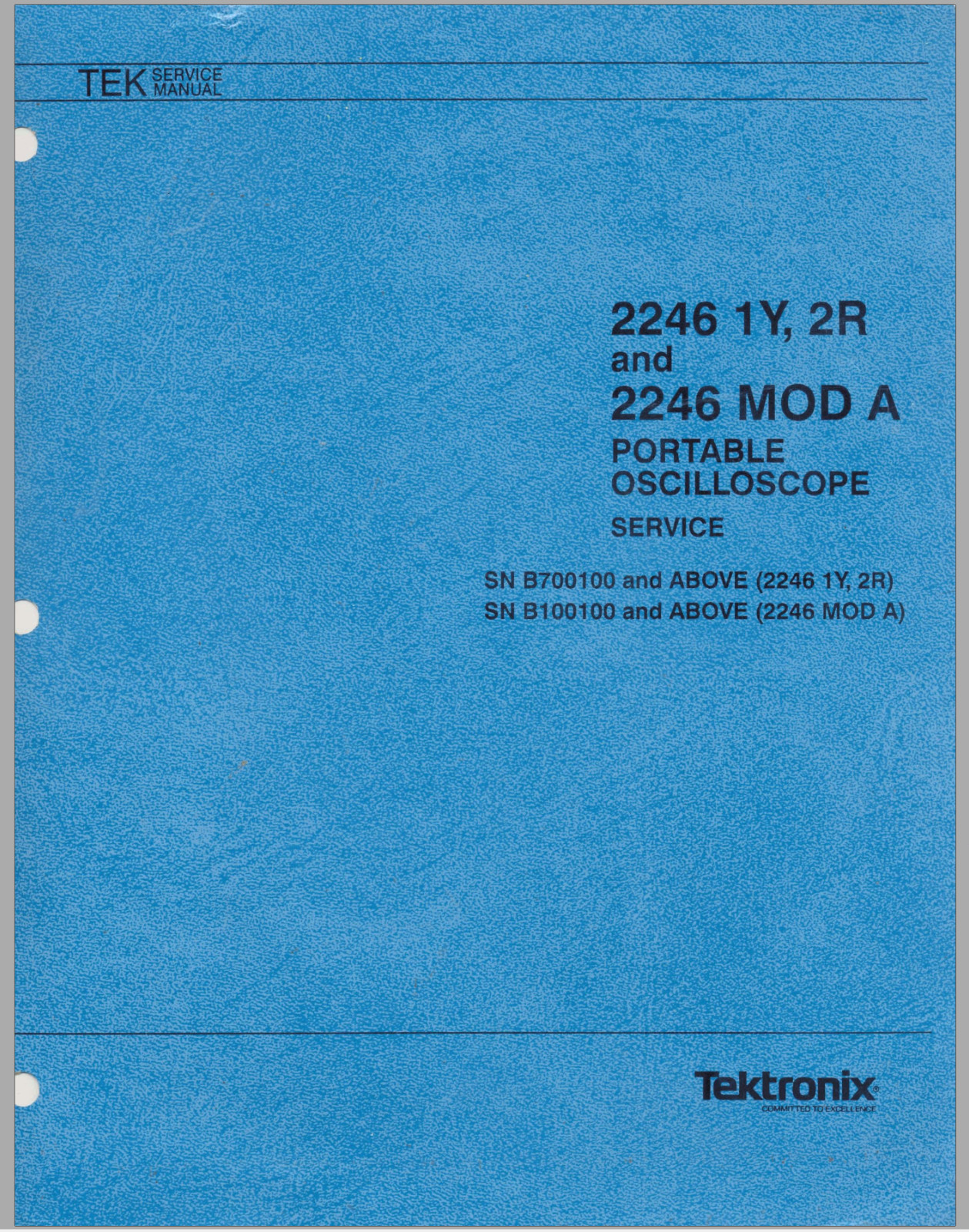 Tektronix 2246 1Y, 2R/ 2246 MOD A  Service Manual