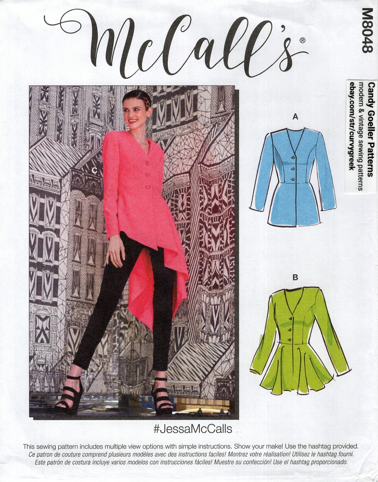 McCall's M8048 Peplum Princess Jacket 3 Ways Sz 14-22 UNCUT #JessaMcCalls