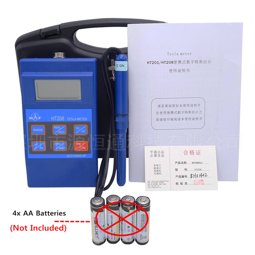 HT208 Digital Tesla Meter Gauss Meter Surface Magnetic Field Tester Gaussmeter