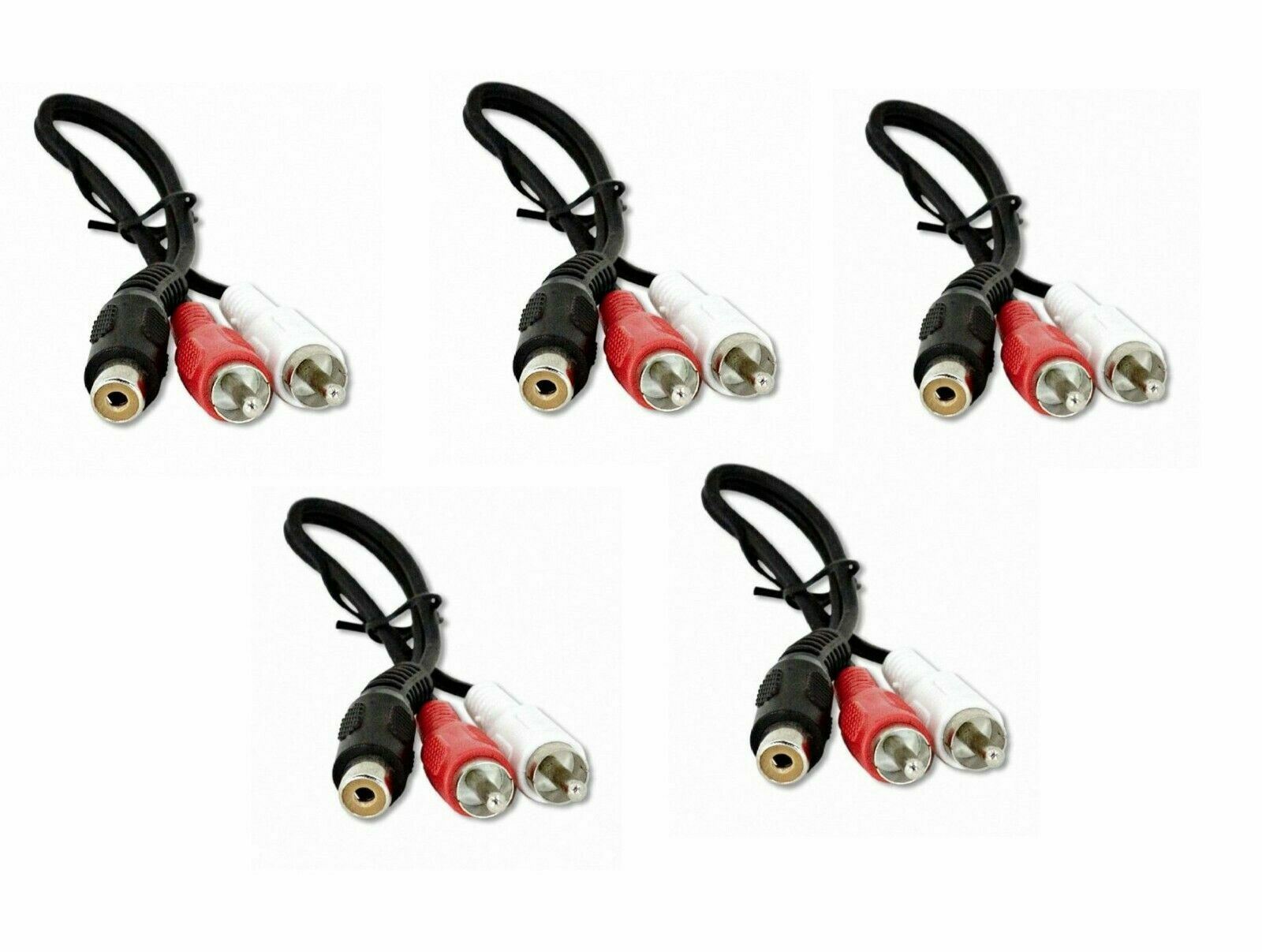 Qty: 5 17 RCA Audio Cable Y Adapter Splitter 1 Female to 2 Male Plug 5 Pcs