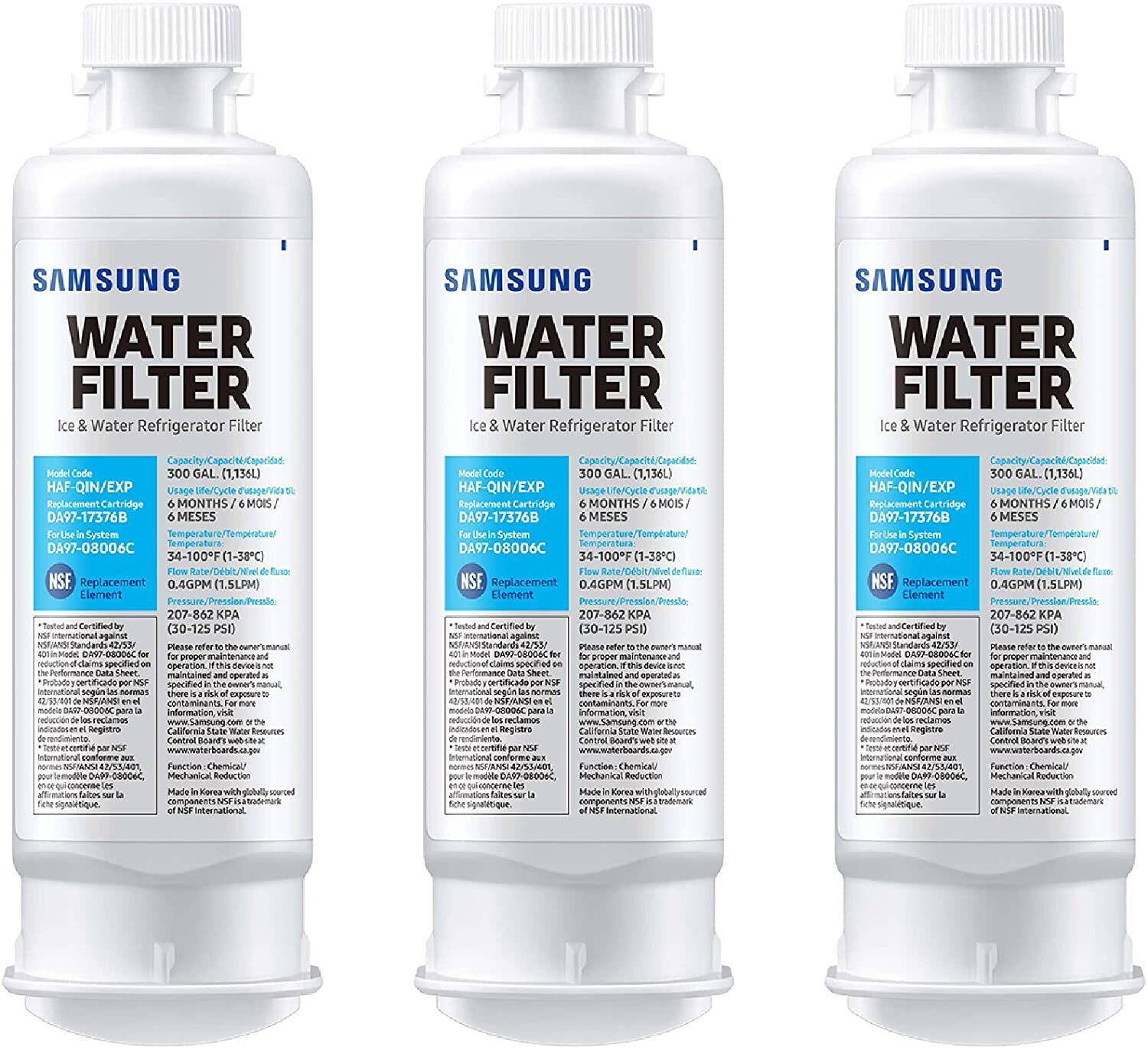 Fit For Refrigerator(DA97-17376B) HAF-QIN/EXP Replacement Water Filter(3 Pack)
