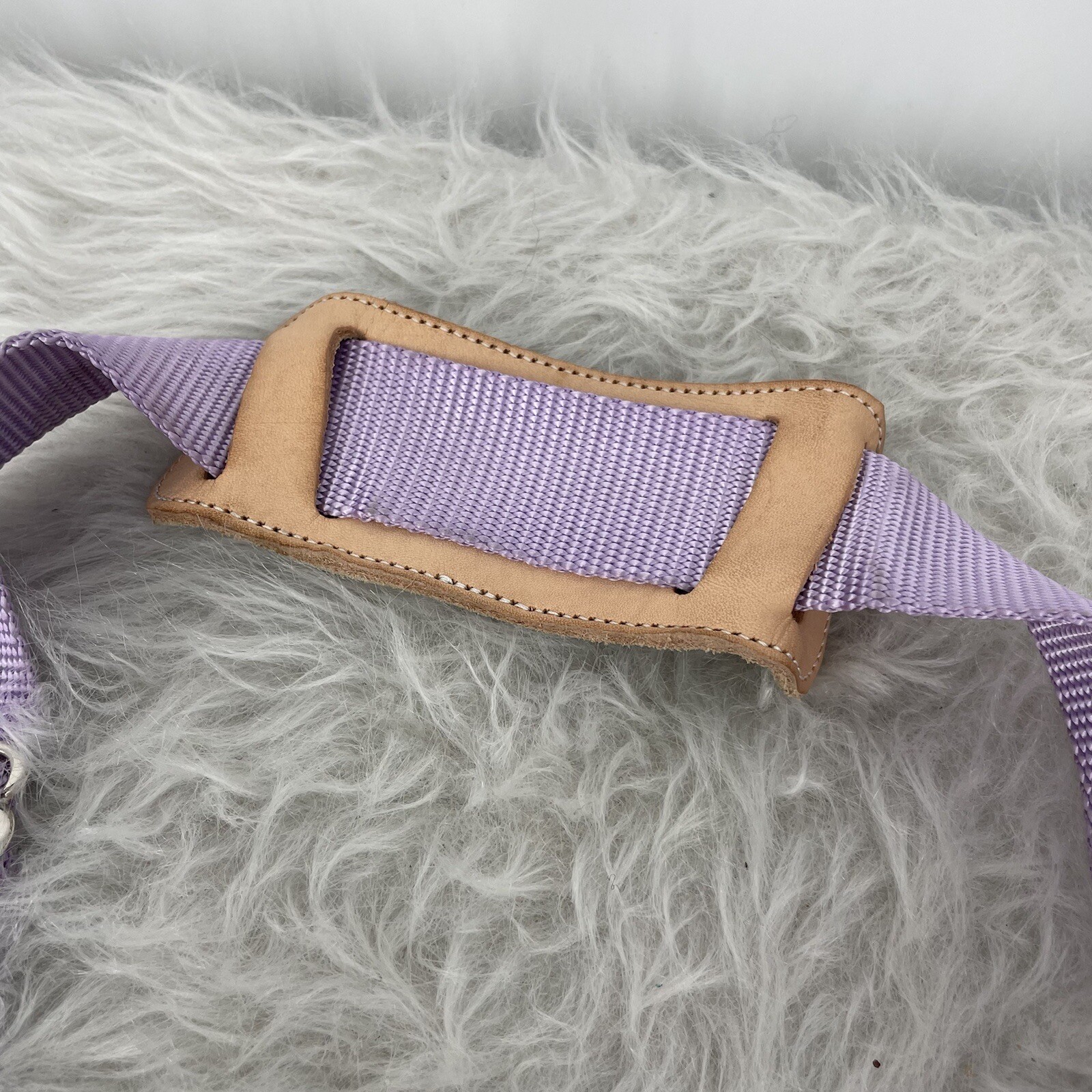 Jon Hart Purple Nylon, Tan Leather Replacement Shoulder Strap Silver Hardware